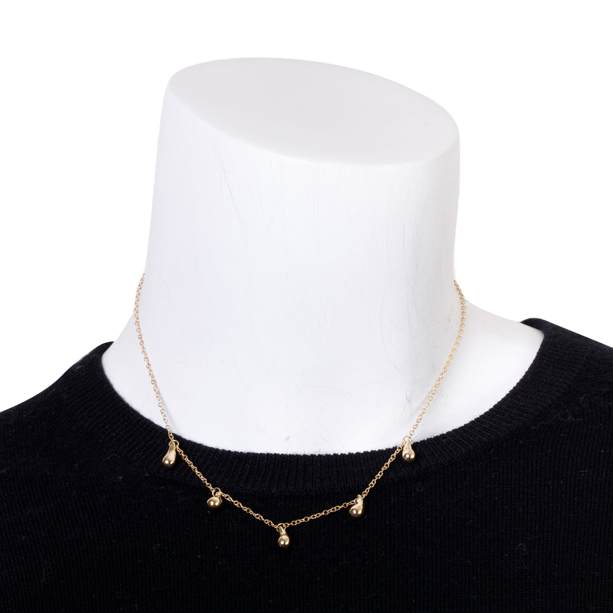 Tiffany & Co. Elsa Peretti 18k Yellow Gold 5 Station Teardrop Necklace