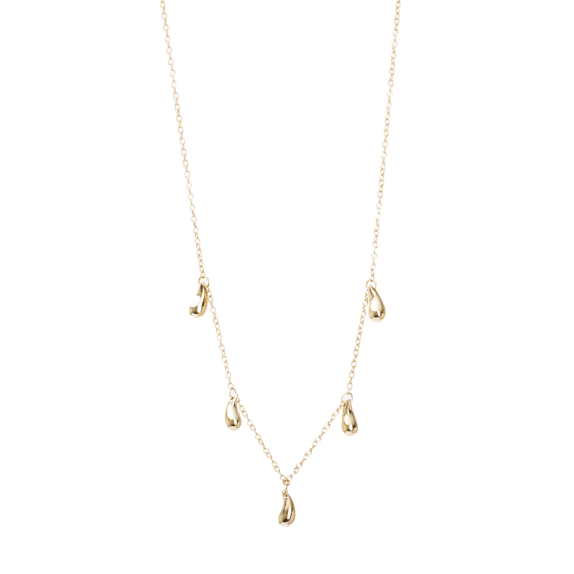 Tiffany & Co. Elsa Peretti 18k Yellow Gold 5 Station Teardrop Necklace