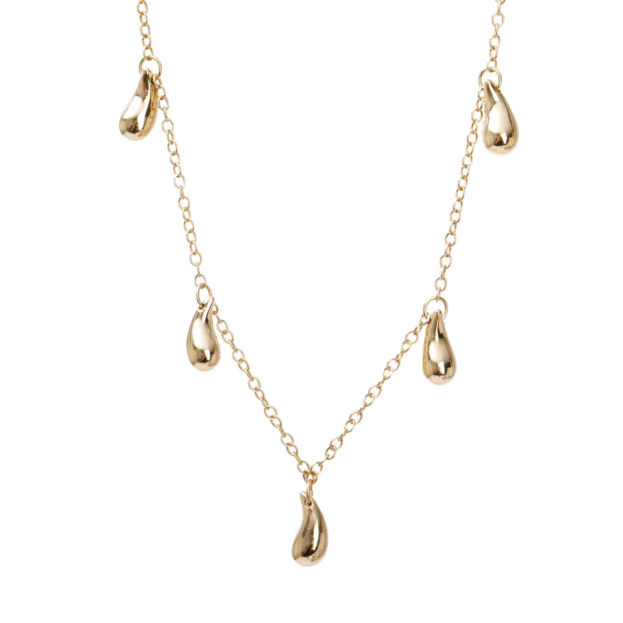 Tiffany & Co. Elsa Peretti 18k Yellow Gold 5 Station Teardrop Necklace