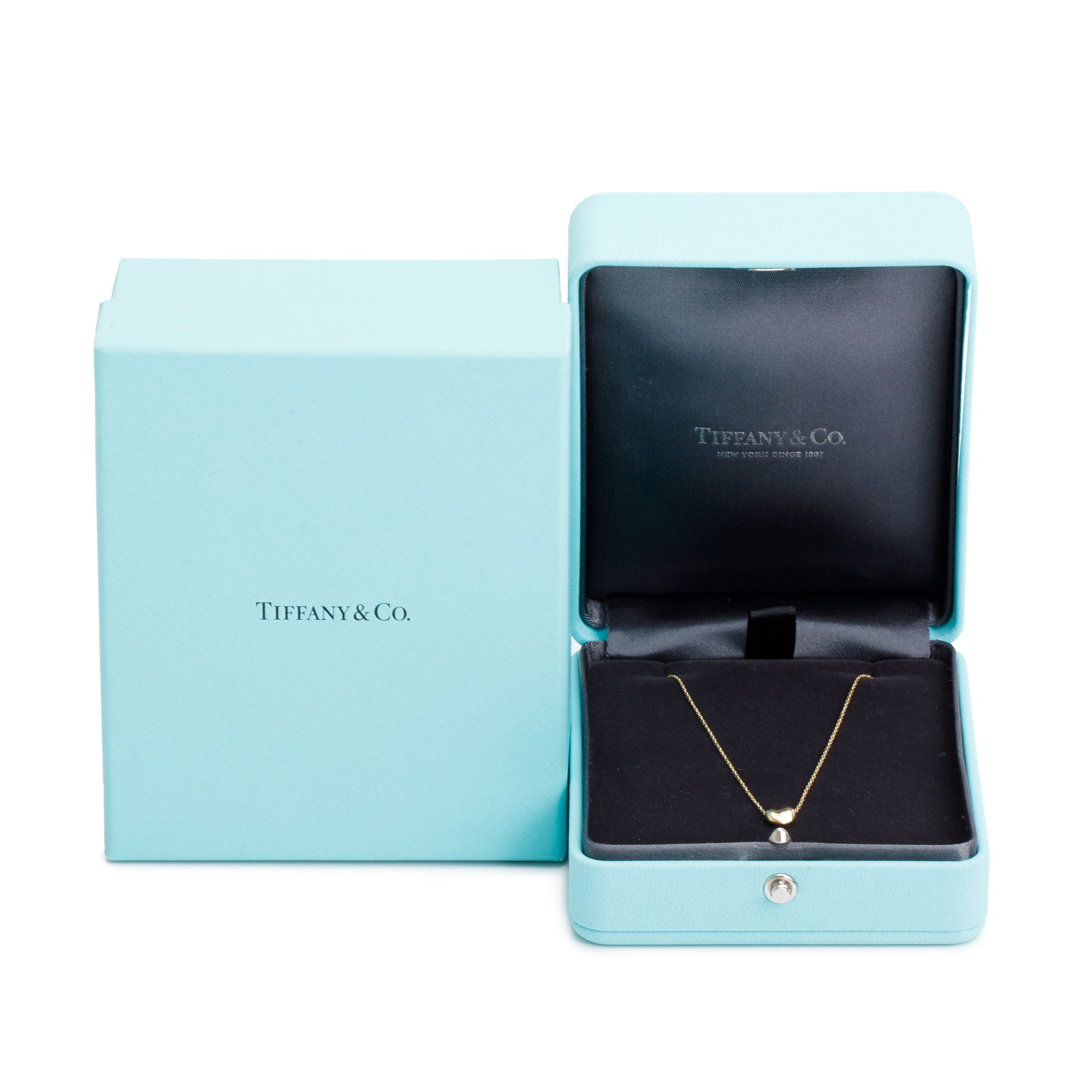 Tiffany & Co. Elsa Peretti 18k Yellow Gold 6.5 MM Mini Bean Pendant Necklace w/ Box