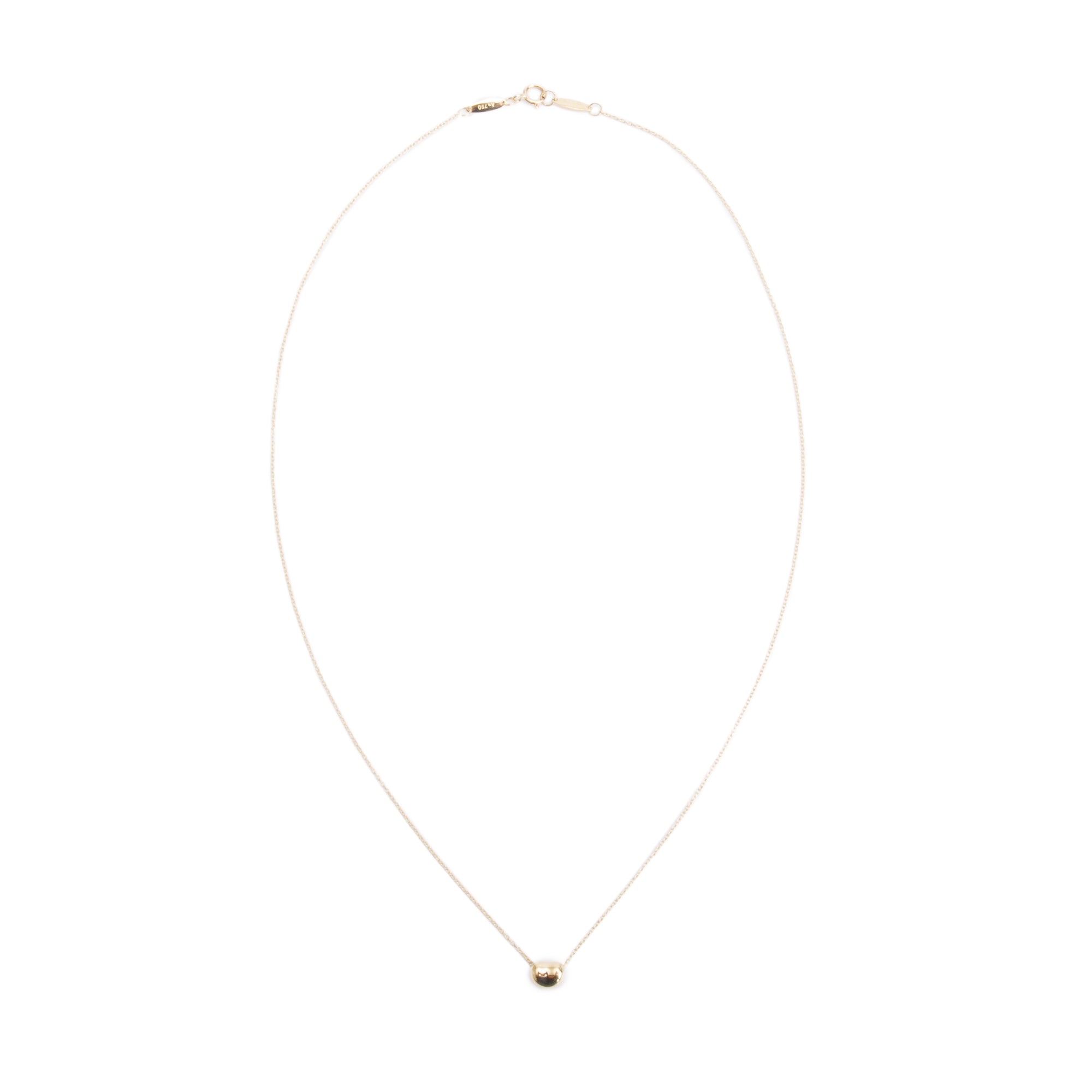 Tiffany & Co. Elsa Peretti 18k Yellow Gold 6.5 MM Mini Bean Pendant Necklace w/ Box