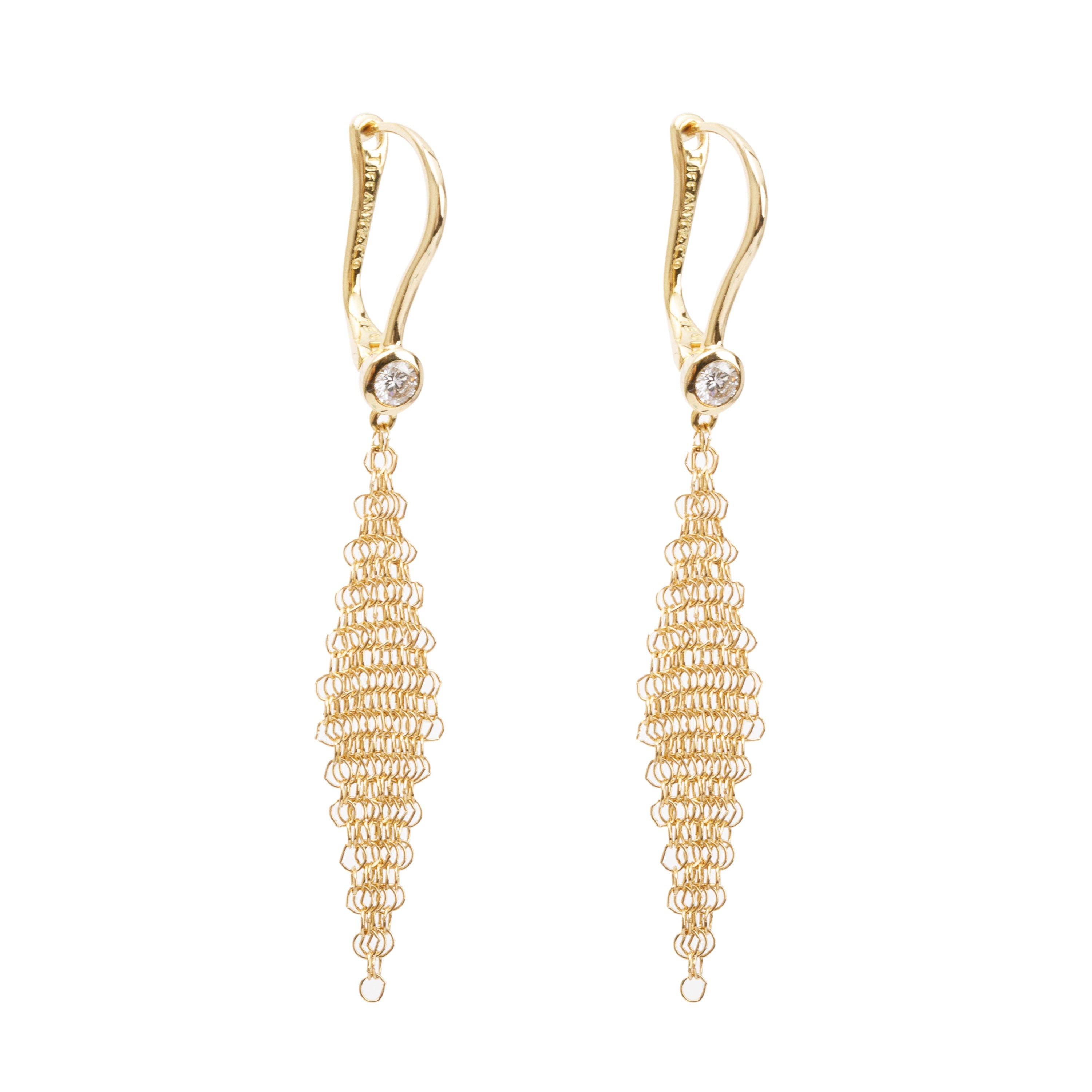 Tiffany & Co. Elsa Peretti 18k Yellow Gold Diamond Mini Mesh Earrings w/ Box