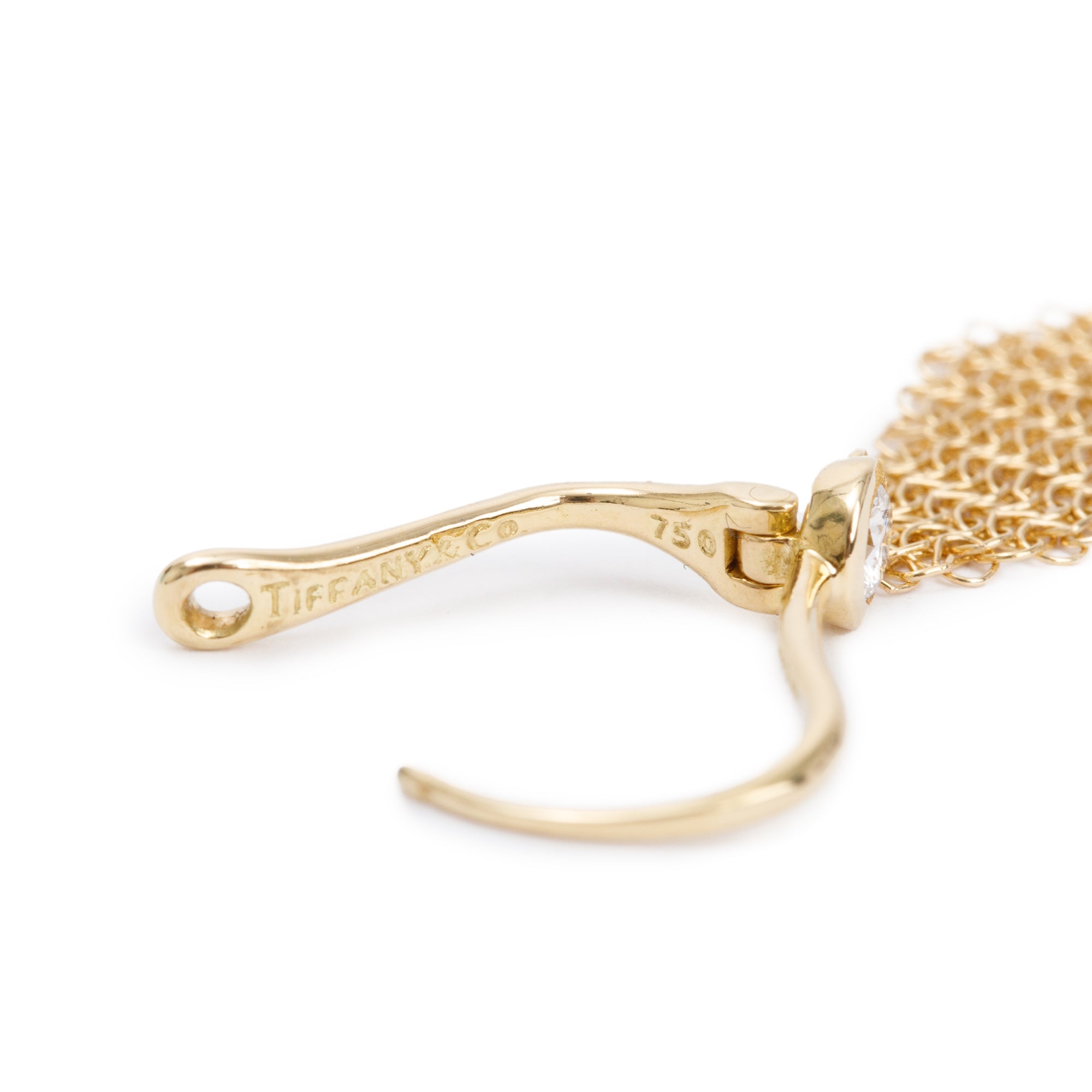 Tiffany & Co. Elsa Peretti 18k Yellow Gold Diamond Mini Mesh Earrings w/ Box