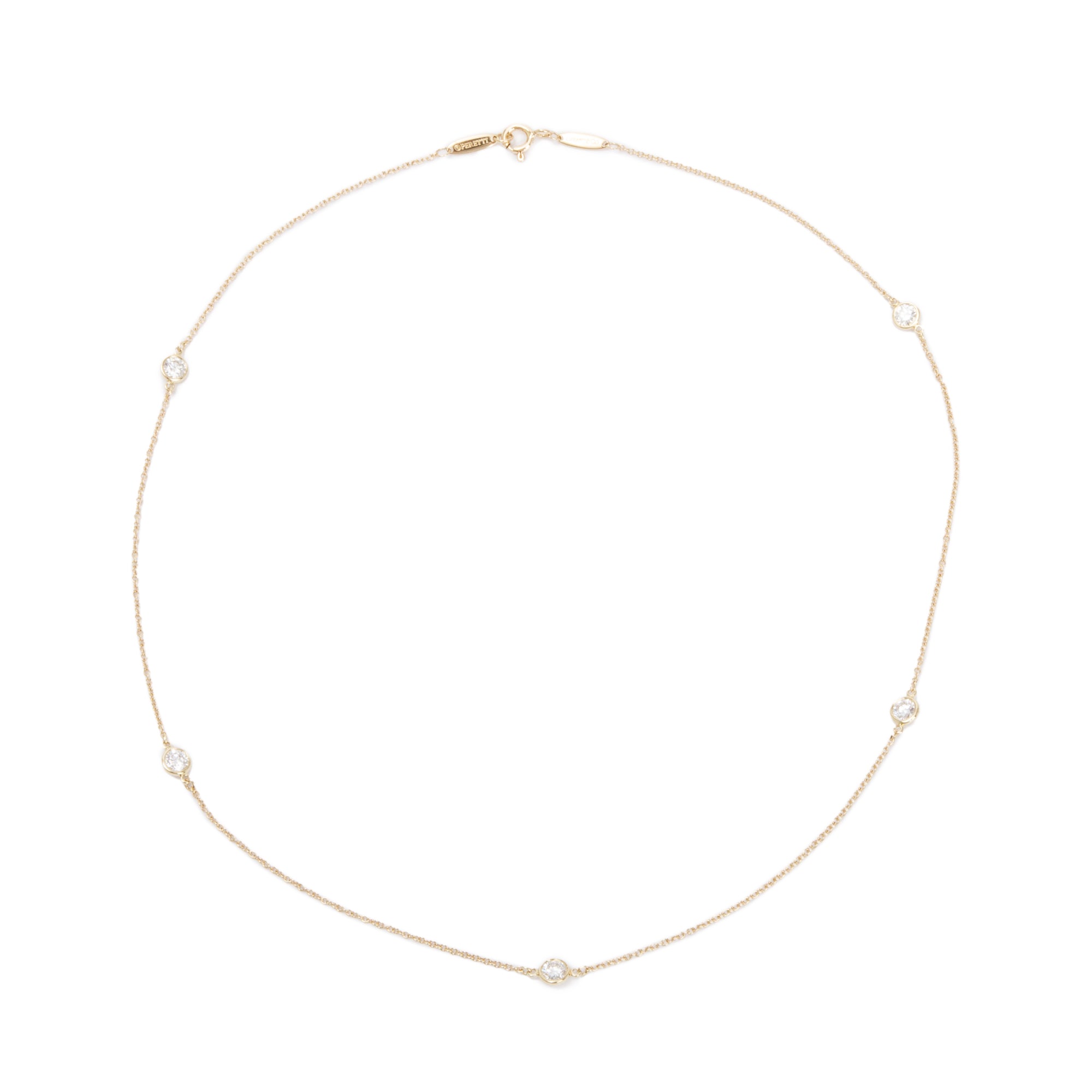 Tiffany & Co. Elsa Peretti 18k Yellow Gold Diamonds by the Yard Pendant Necklace w/ Box