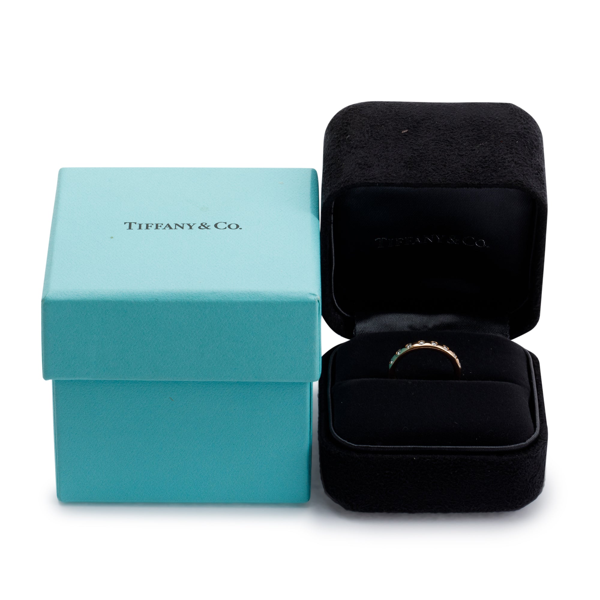 Tiffany & Co. Elsa Peretti 18k Yellow Gold Eight Diamond Stacking Band Ring w/ Box & Receipt