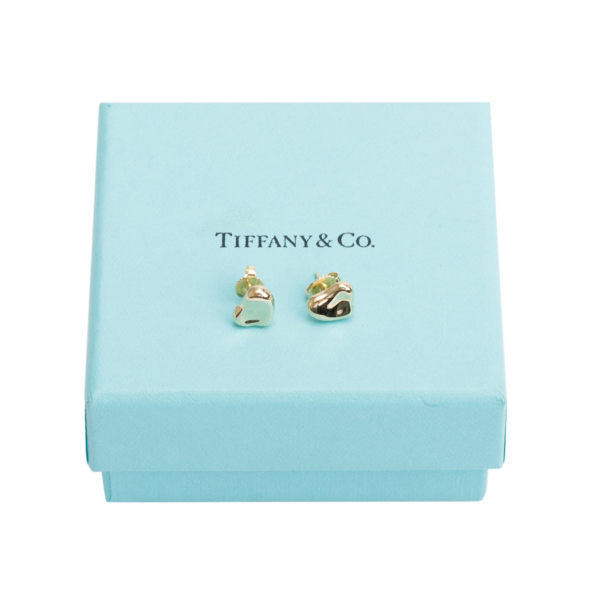 Tiffany & Co. Elsa Peretti 18k Yellow Gold Full Heart Stud Earrings, 10 MM w/ Box