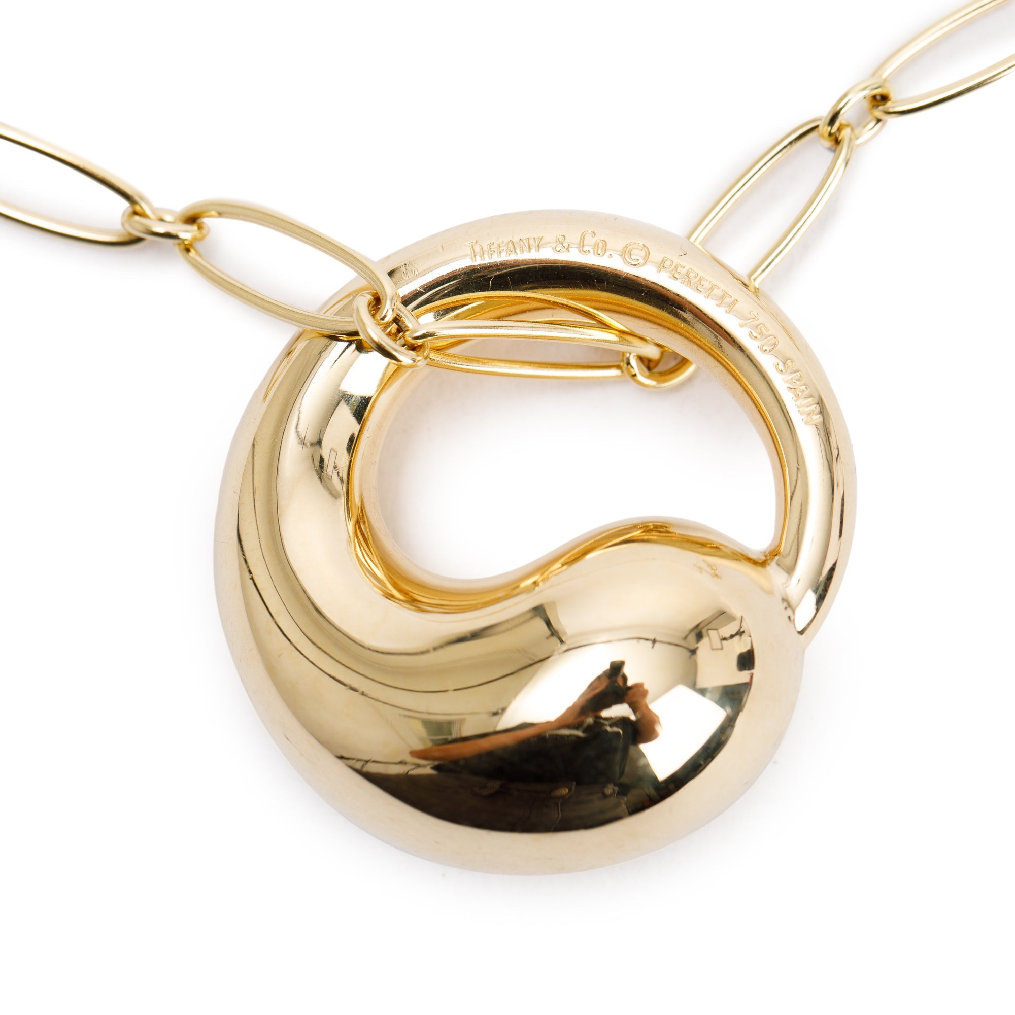 Tiffany & Co. Elsa Peretti 18k Yellow Gold Large 35MM Eternal Circle Pendant Necklace