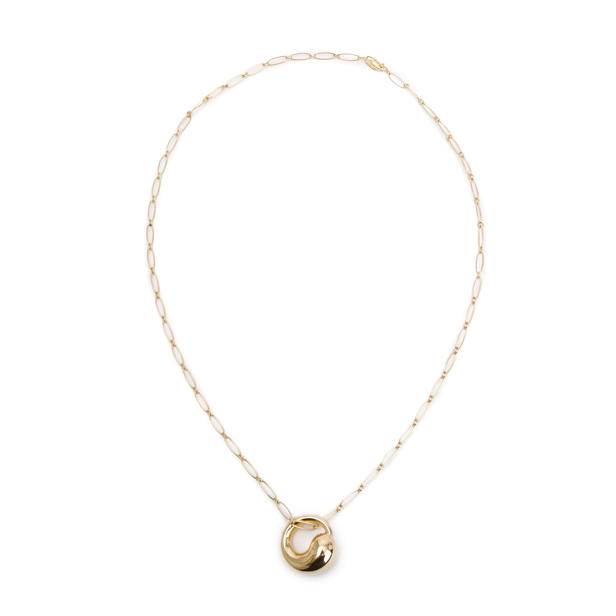 Tiffany & Co. Elsa Peretti 18k Yellow Gold Large 35MM Eternal Circle Pendant Necklace