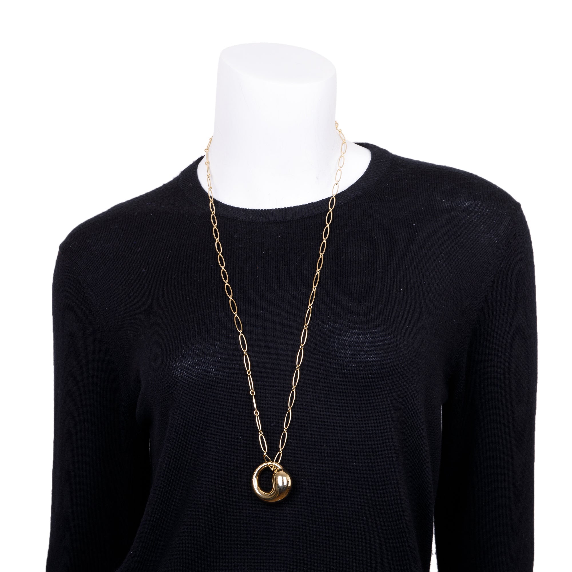 Tiffany & Co. Elsa Peretti 18k Yellow Gold Large 35MM Eternal Circle Pendant Necklace