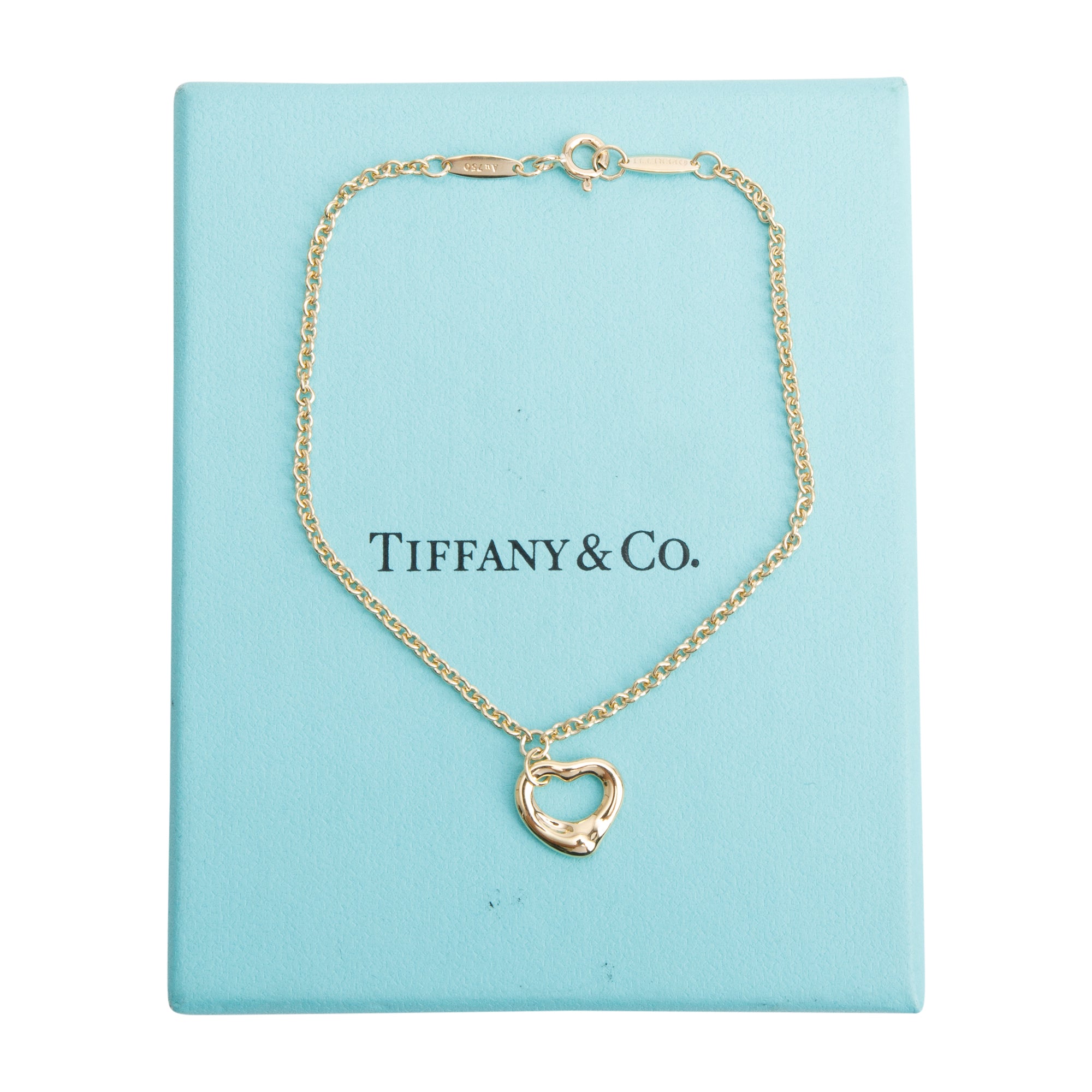Tiffany & Co. Elsa Peretti 18k Yellow Gold Open Heart Bracelet w/ Box