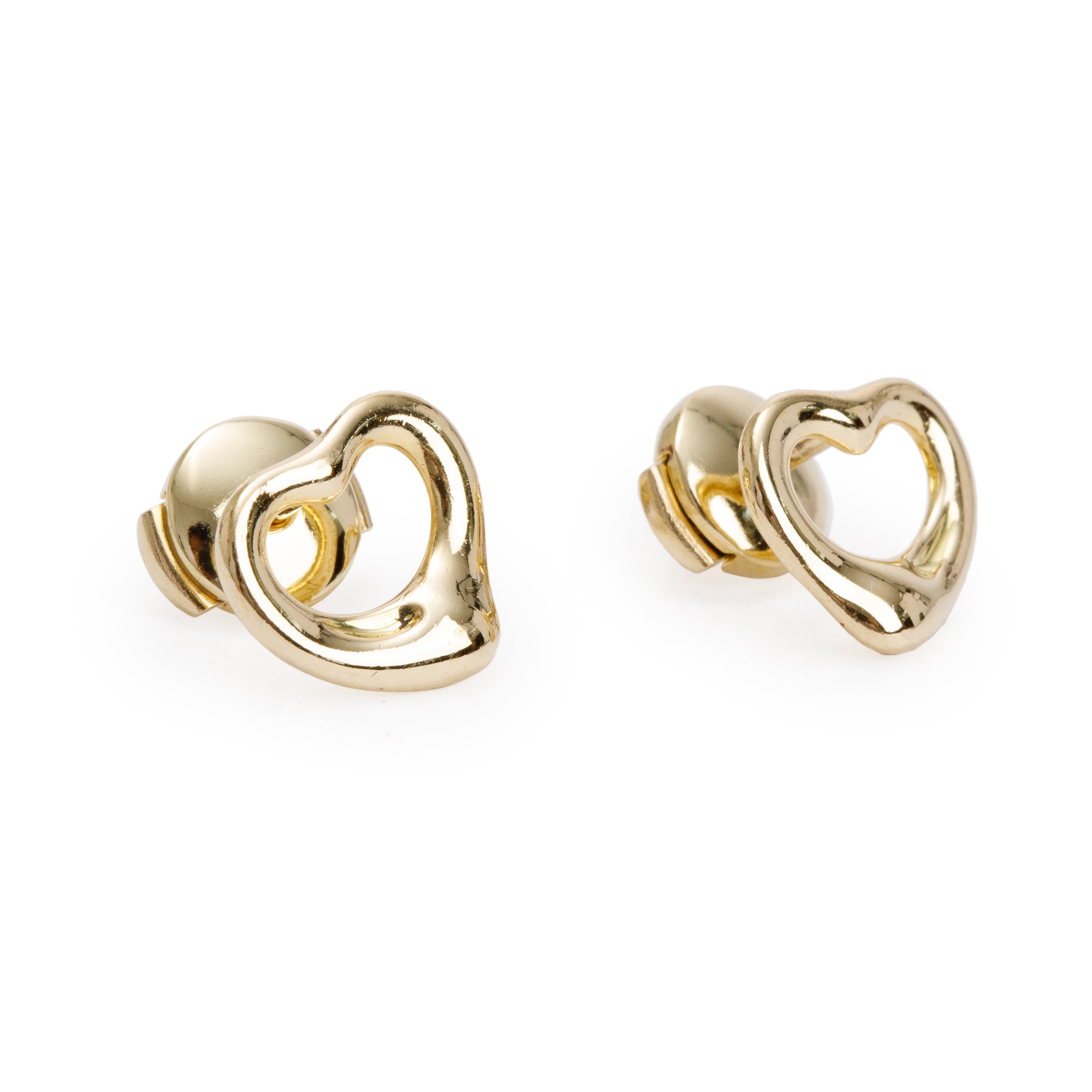 Tiffany & Co. Elsa Peretti 18k Yellow Gold Open Heart Stud Earrings, 11 MM