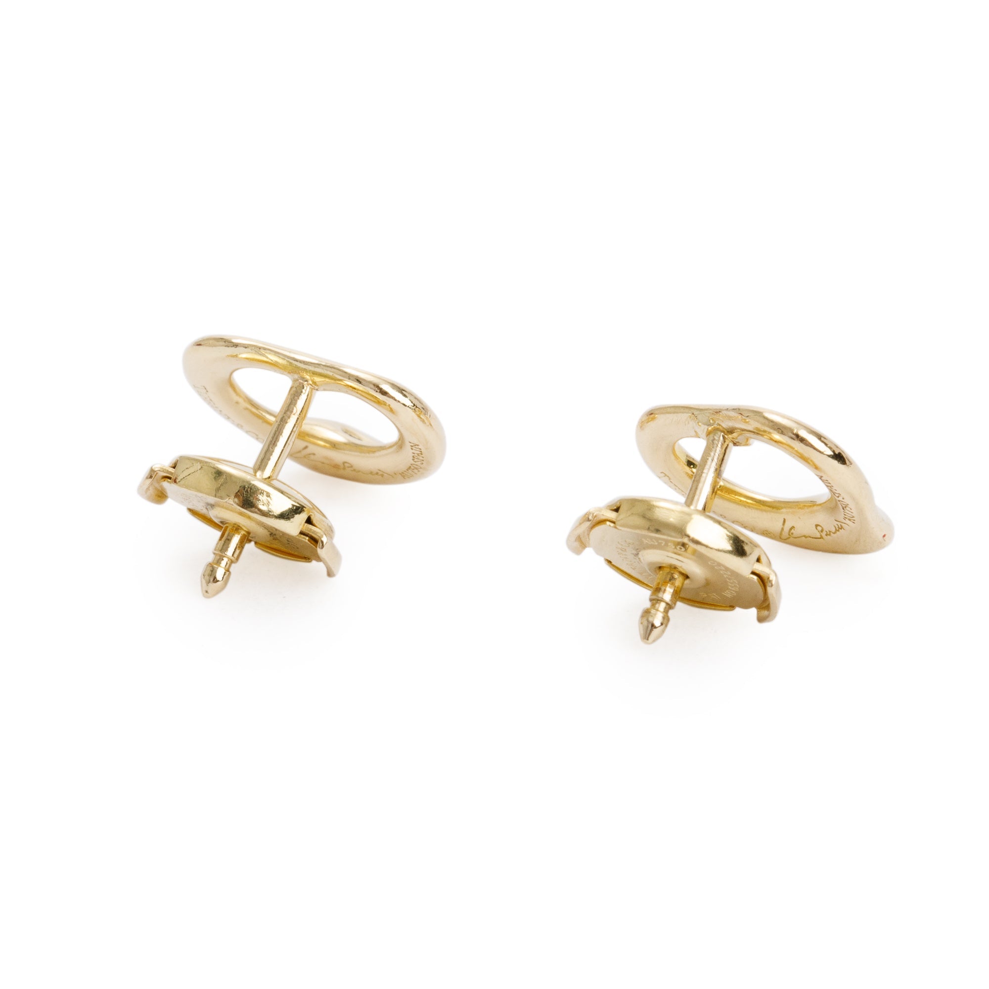 Tiffany & Co. Elsa Peretti 18k Yellow Gold Open Heart Stud Earrings, 11 MM