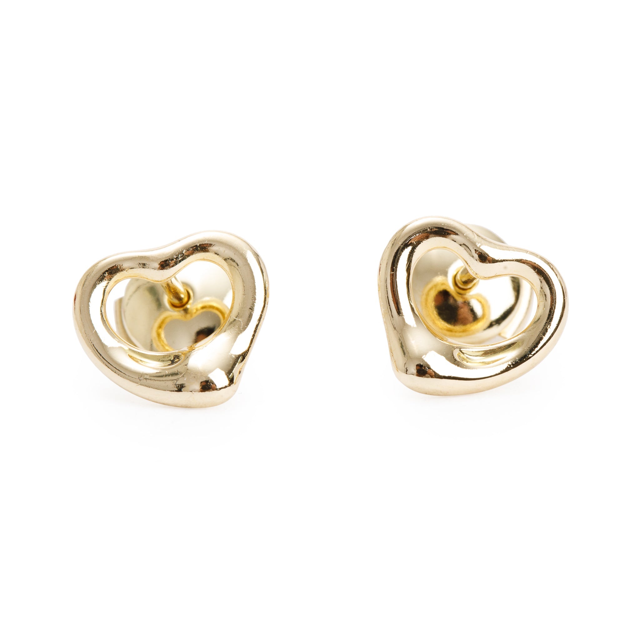 Tiffany & Co. Elsa Peretti 18k Yellow Gold Open Heart Stud Earrings, 11 MM
