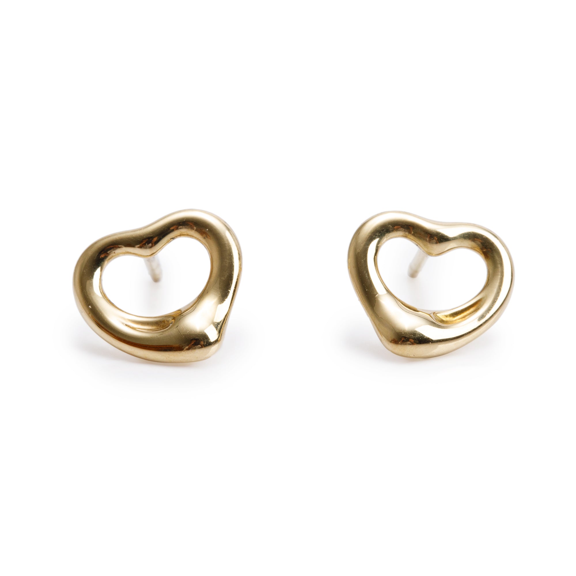 Tiffany & Co. Elsa Peretti 18k Yellow Gold Open Heart Stud Earrings, 11 MM