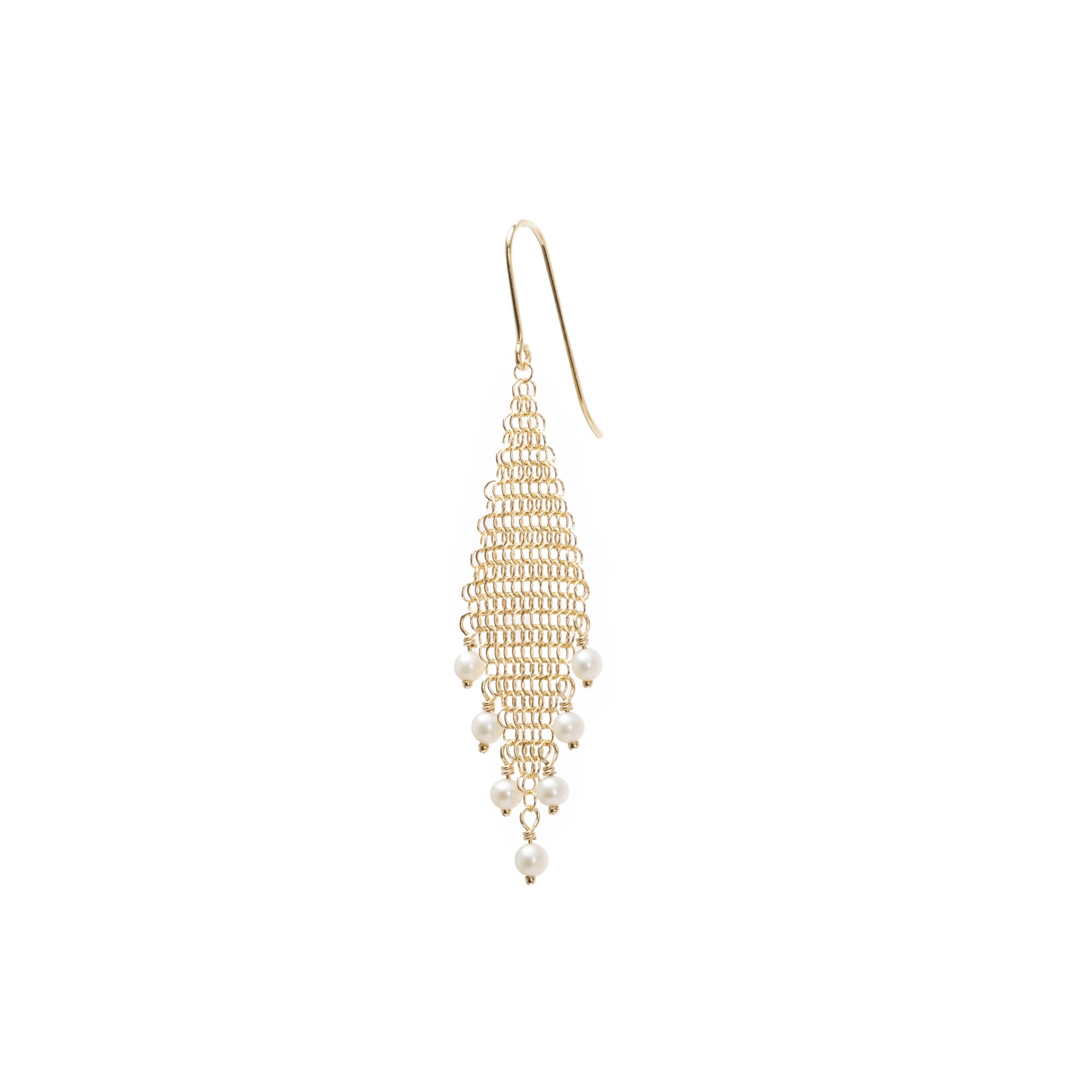 Tiffany & Co. Elsa Peretti 18k Yellow Gold Pearl Mesh Fringe Earrings