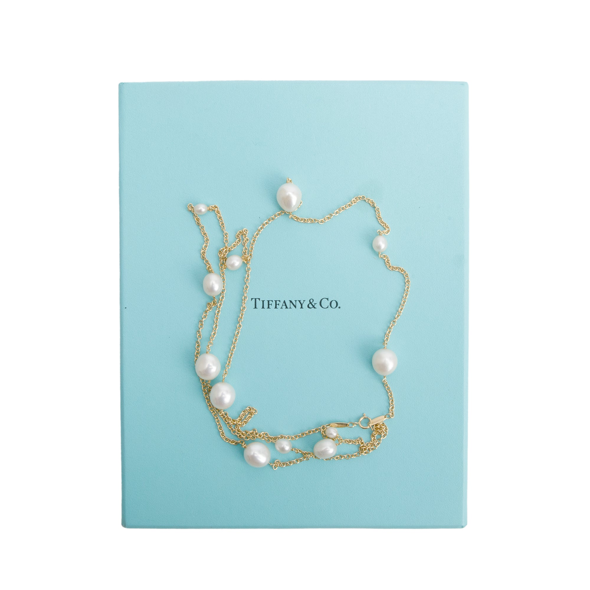 Tiffany & Co. Elsa Peretti 18k Yellow Gold Pearls by the Yard Sprinkle Necklace w/ Box