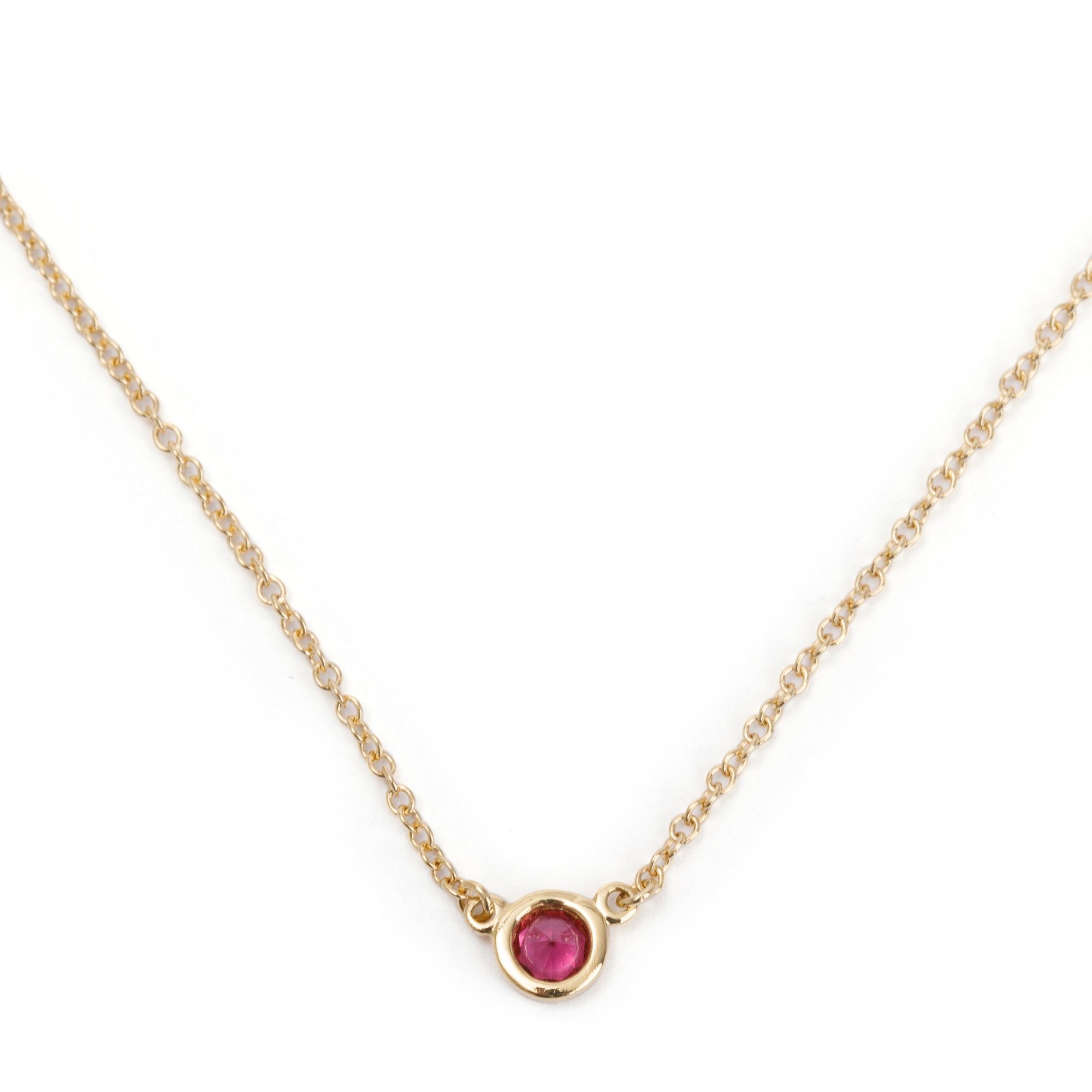 Tiffany & Co. Elsa Peretti 18k Yellow Gold Ruby Color by the Yard Pendant Necklace