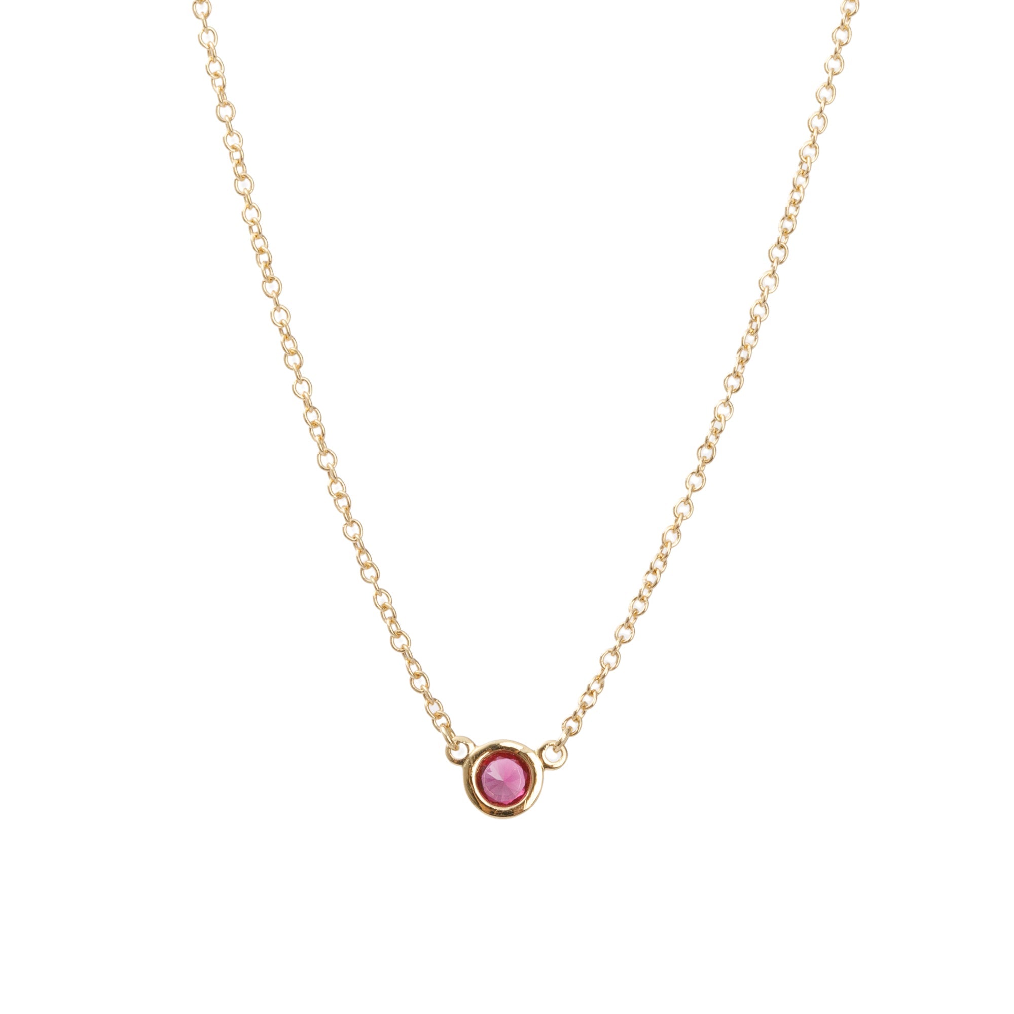 Tiffany & Co. Elsa Peretti 18k Yellow Gold Ruby Color by the Yard Pendant Necklace