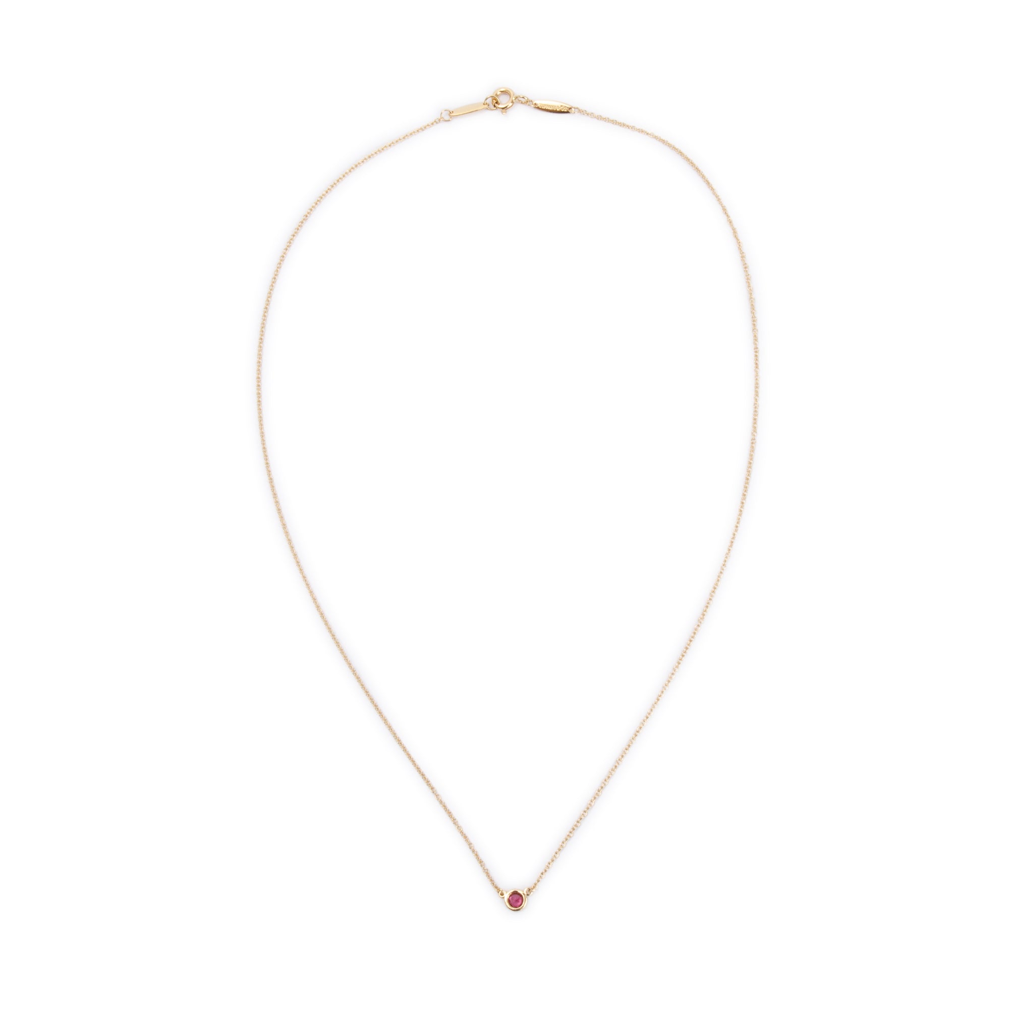 Tiffany & Co. Elsa Peretti 18k Yellow Gold Ruby Color by the Yard Pendant Necklace