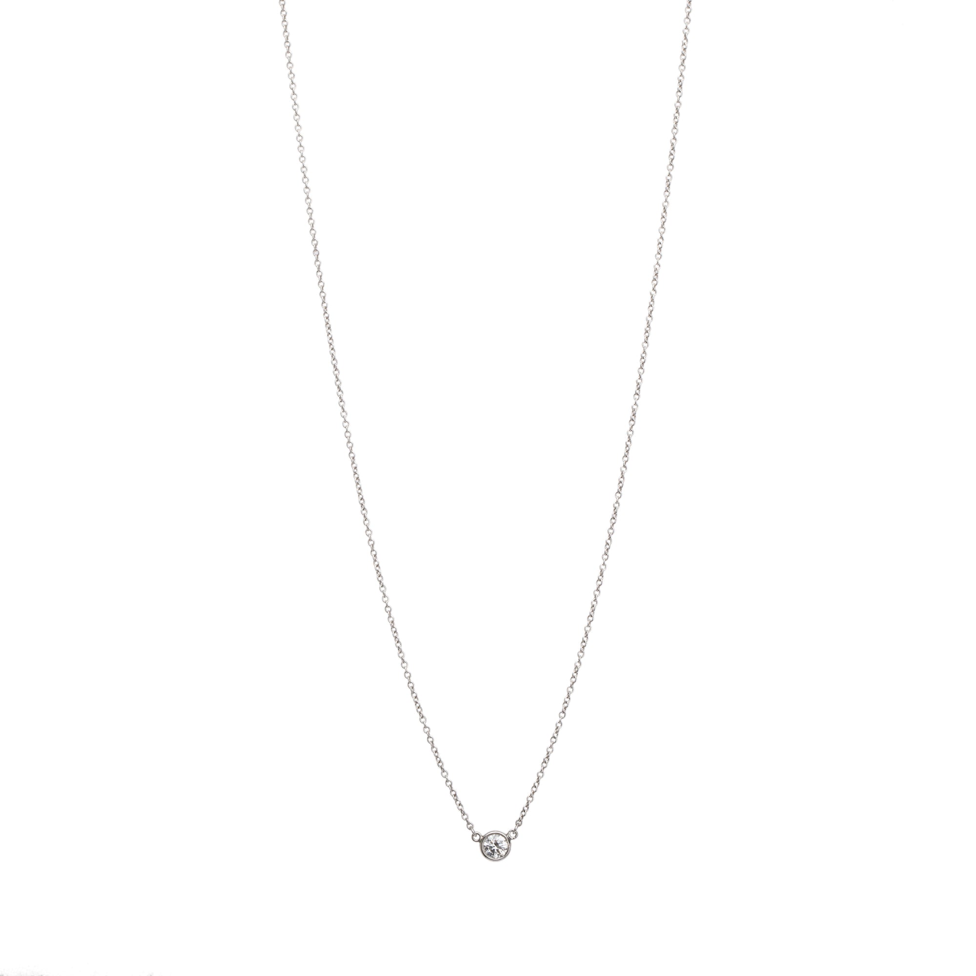 Tiffany & Co. Elsa Peretti Platinum 0.17 ct. Diamonds By The Yard Pendant Necklace w/ Box
