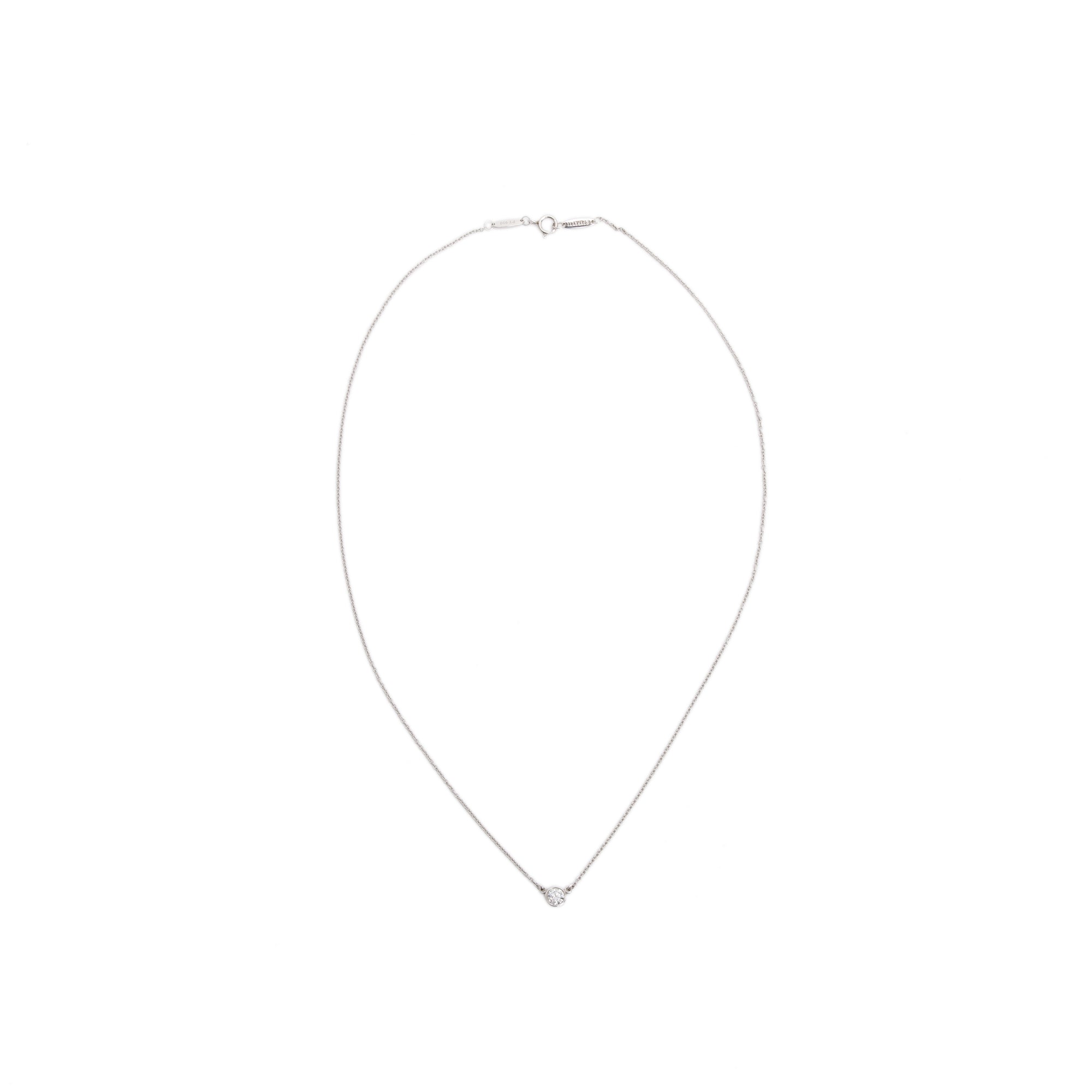 Tiffany & Co. Elsa Peretti Platinum 0.17 ct. Diamonds By The Yard Pendant Necklace w/ Box