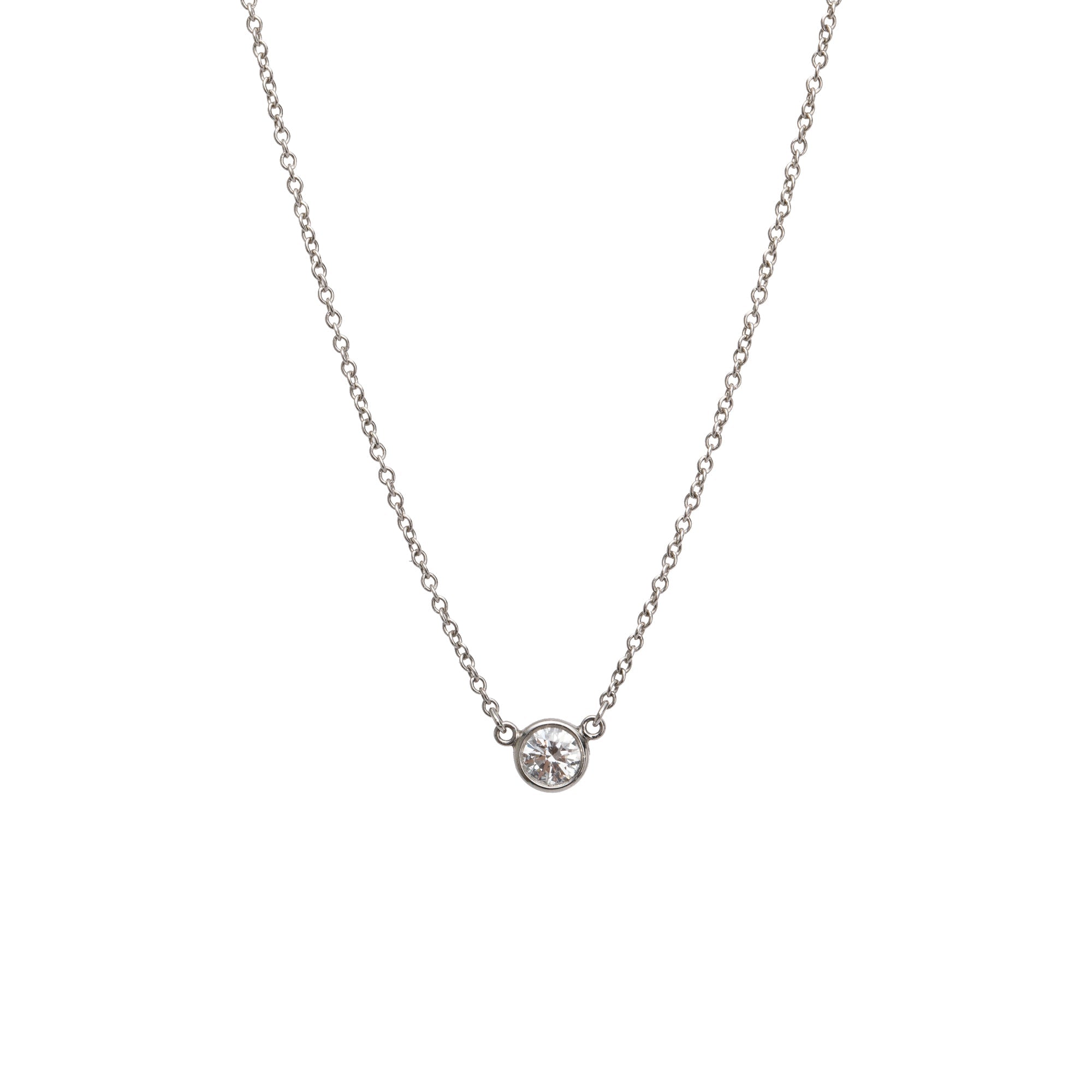 Tiffany & Co. Elsa Peretti Platinum 0.17 ct. Diamonds By The Yard Pendant Necklace w/ Box
