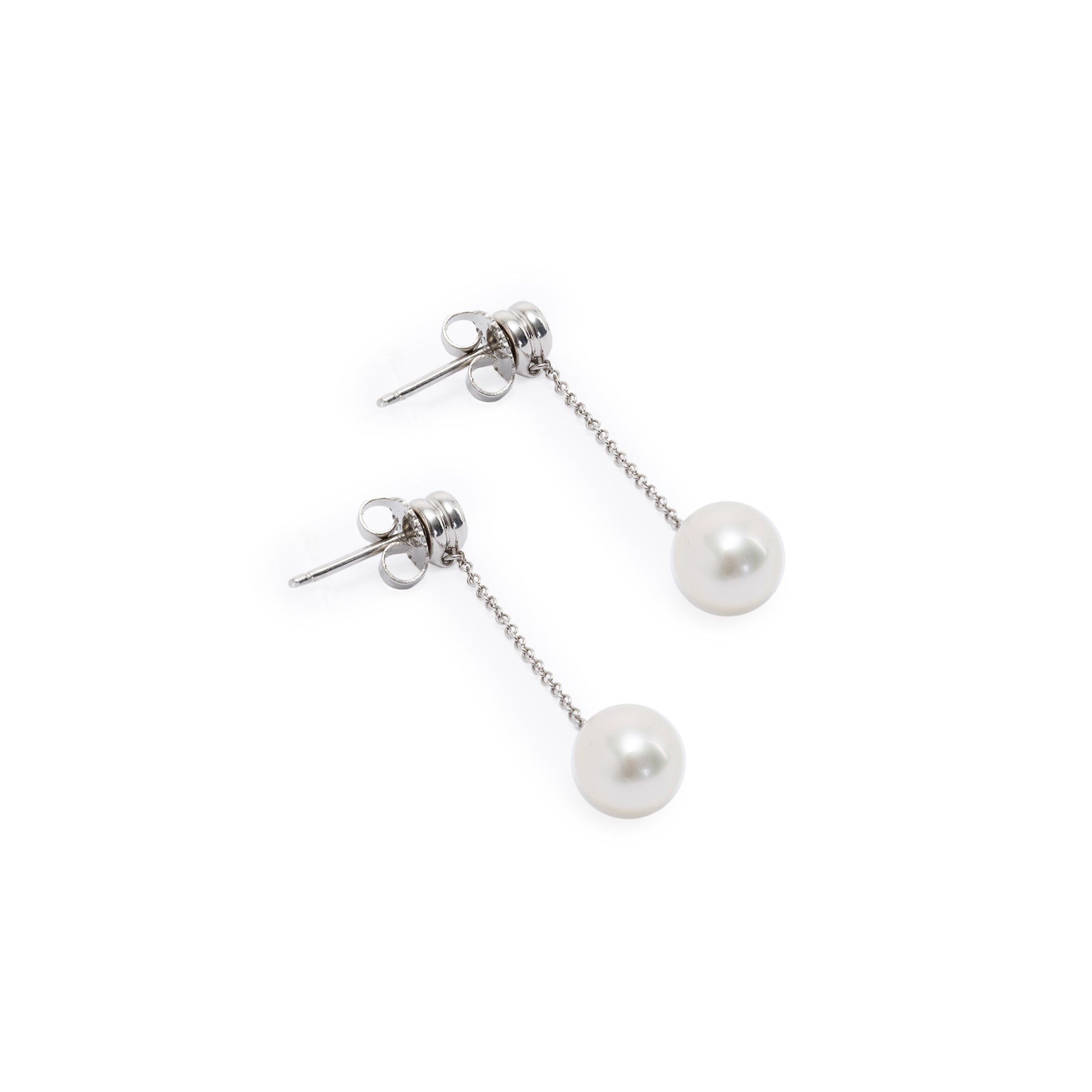 Tiffany & Co. Elsa Peretti Platinum Pearl & Diamond Drop Earrings w/ Box