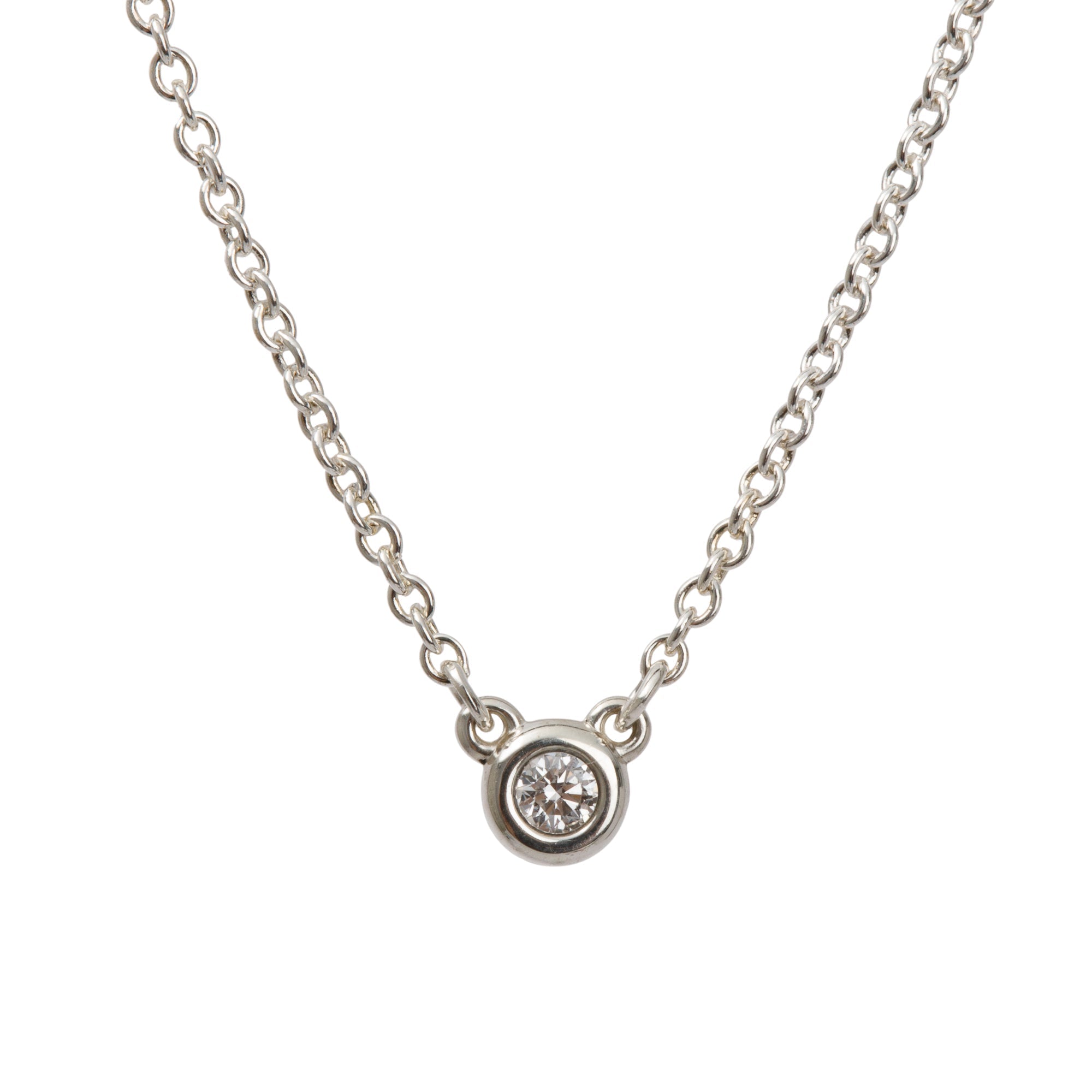 Tiffany & Co. Elsa Peretti Sterling Silver 0.03 ct. Diamonds by the Yard Pendant Necklace