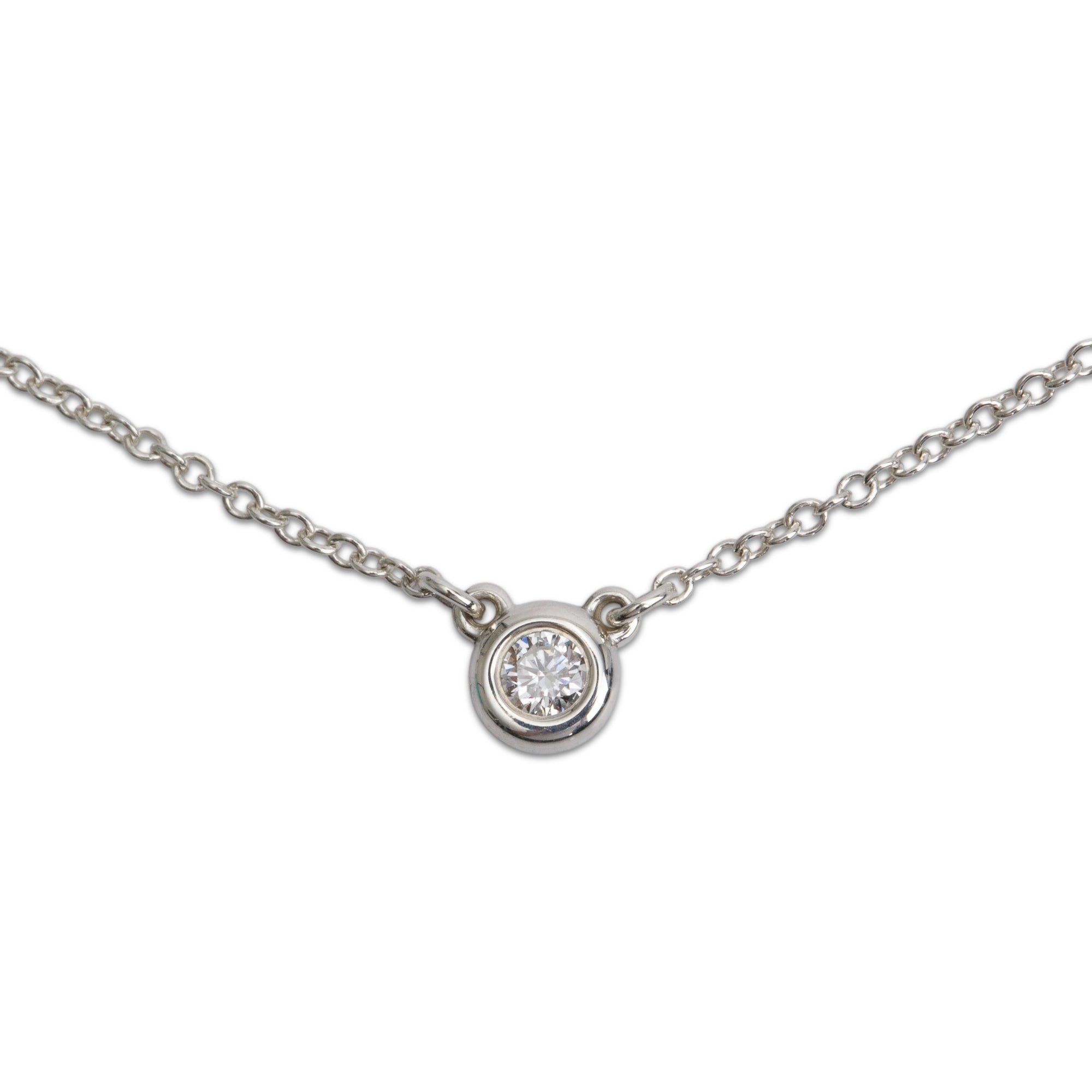 Tiffany & Co. Elsa Peretti Sterling Silver 0.05 ct. Diamonds by the Yard Pendant Necklace w/ Box