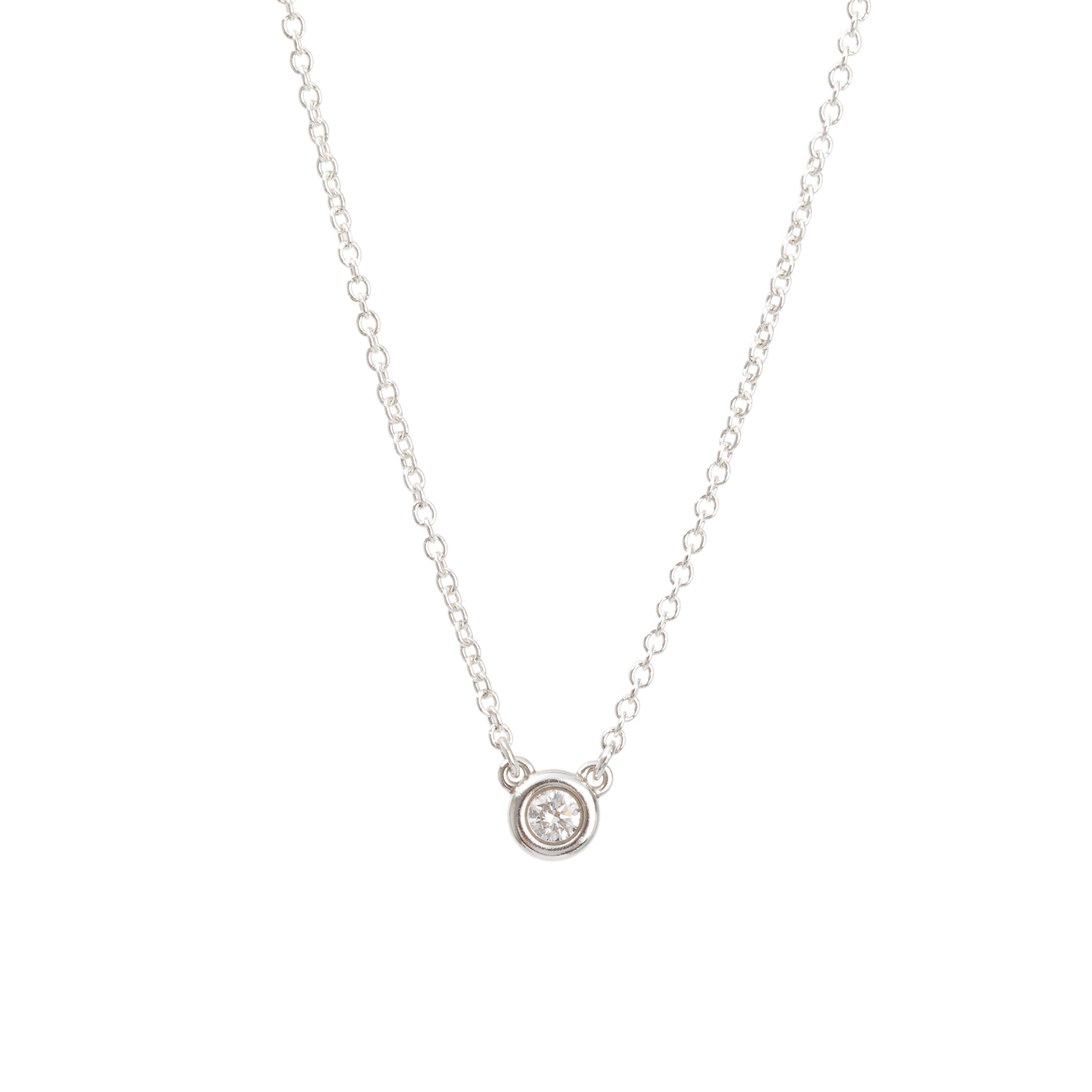 Tiffany & Co. Elsa Peretti Sterling Silver 0.05 ct. Diamonds by the Yard Pendant Necklace w/ Box