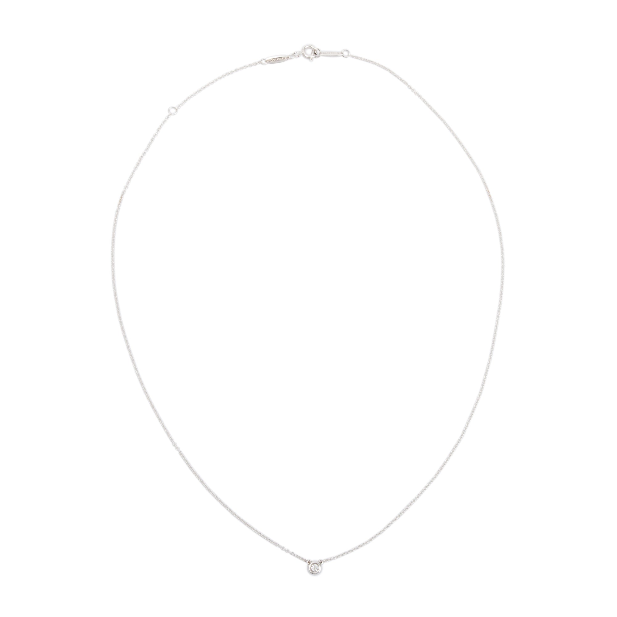 Tiffany & Co. Elsa Peretti Sterling Silver 0.05 ct. Diamonds by the Yard Pendant Necklace w/ Box