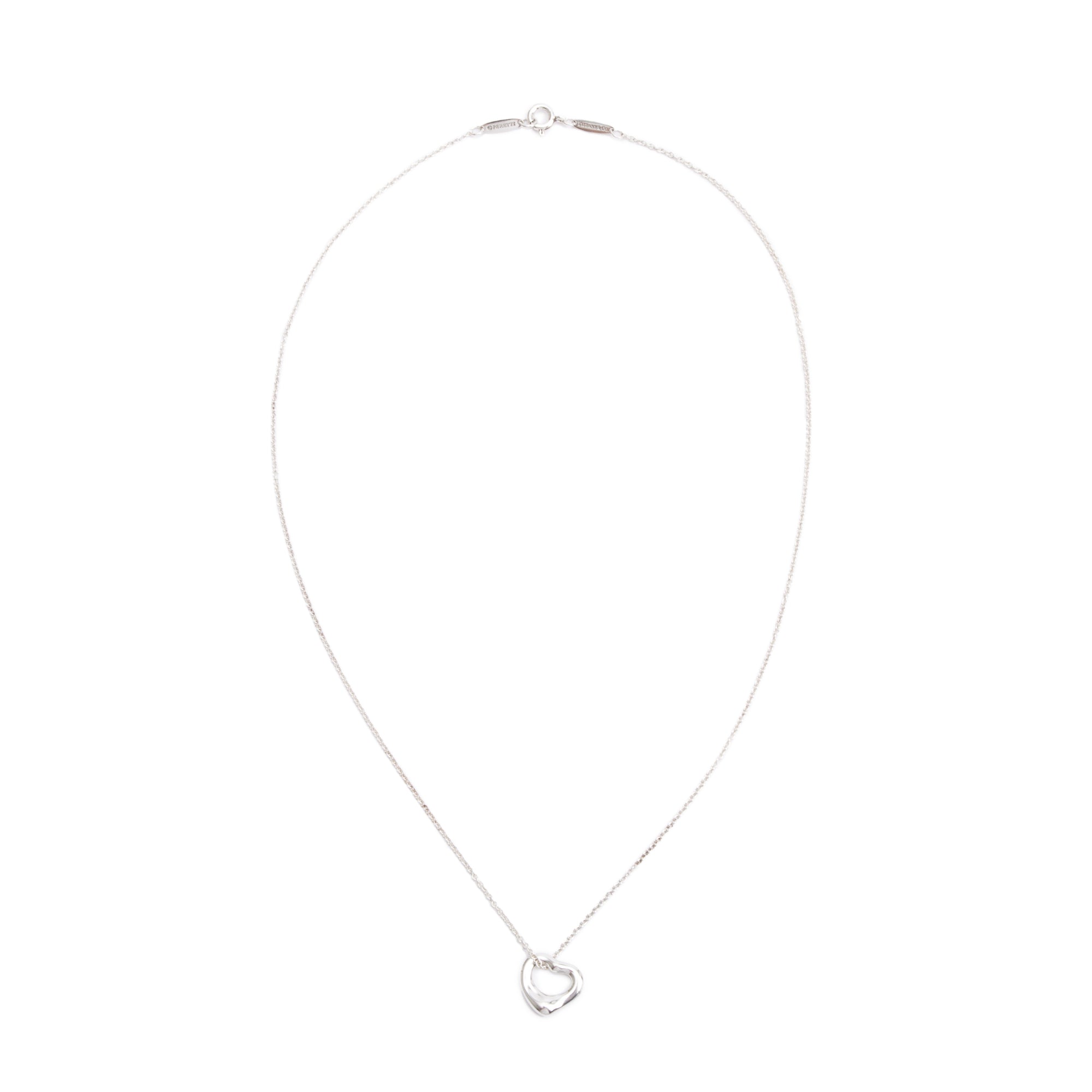Tiffany & Co. Elsa Peretti Sterling Silver 11 MM Open Heart Pendant Necklace