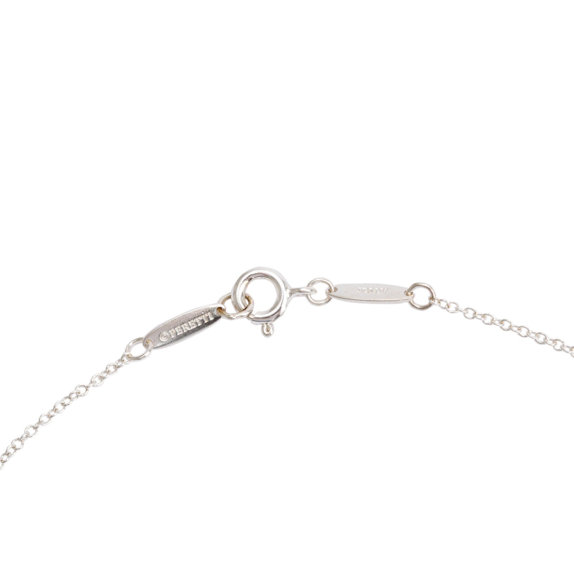 Tiffany & Co. Elsa Peretti Sterling Silver 16 MM & Black Jade 11 MM Open Heart Pendant Necklace