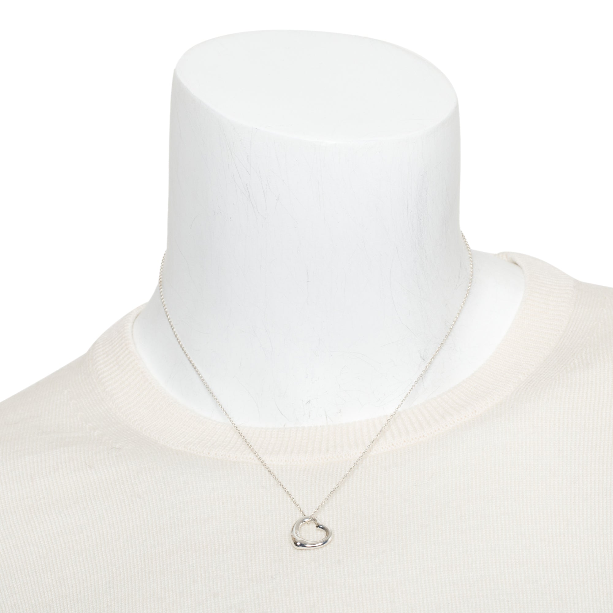 Tiffany & Co. Elsa Peretti Sterling Silver 16 MM Open Heart Pendant Necklace