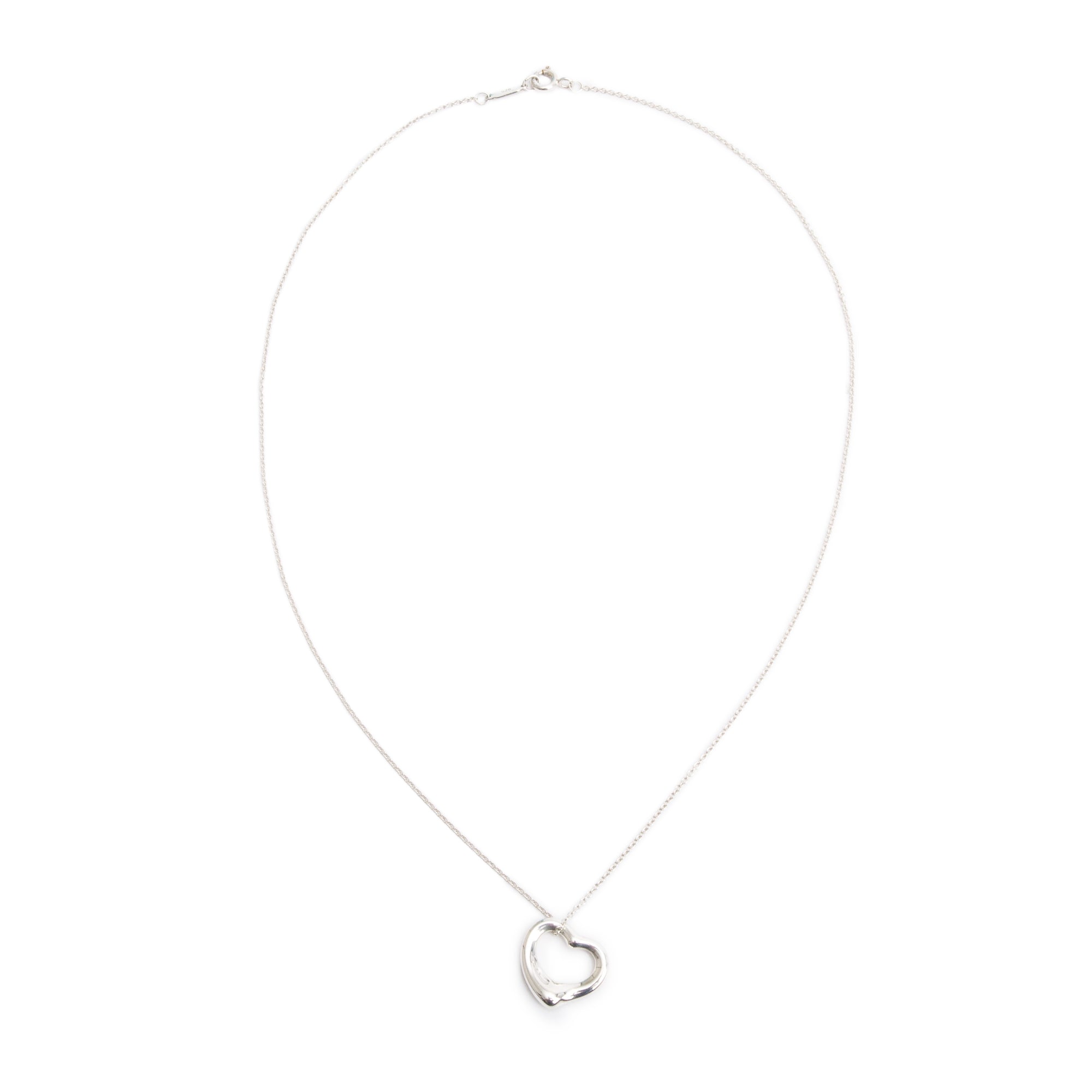 Tiffany & Co. Elsa Peretti Sterling Silver 16 MM Open Heart Pendant Necklace