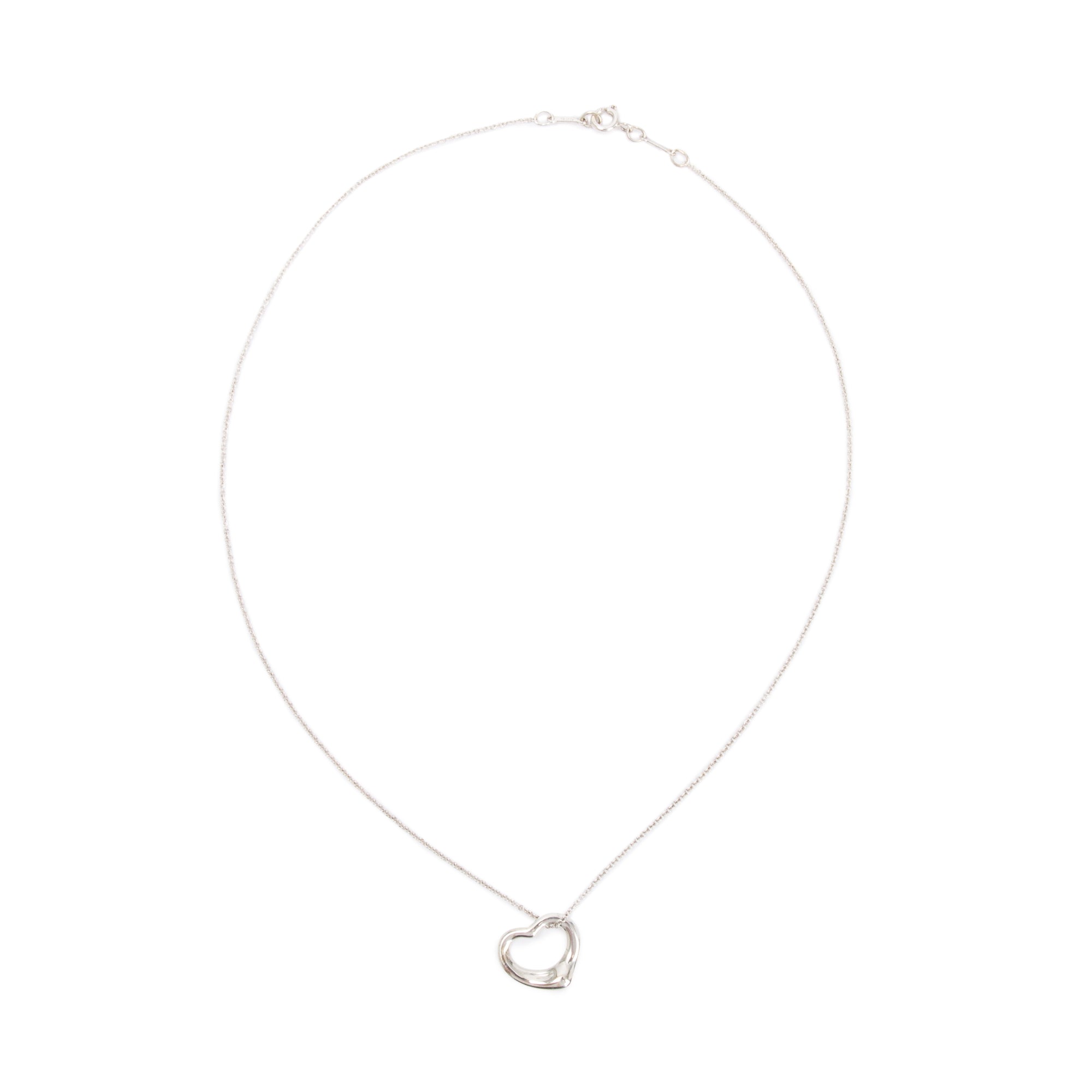 Tiffany & Co. Elsa Peretti Sterling Silver 16 MM Open Heart Pendant Necklace