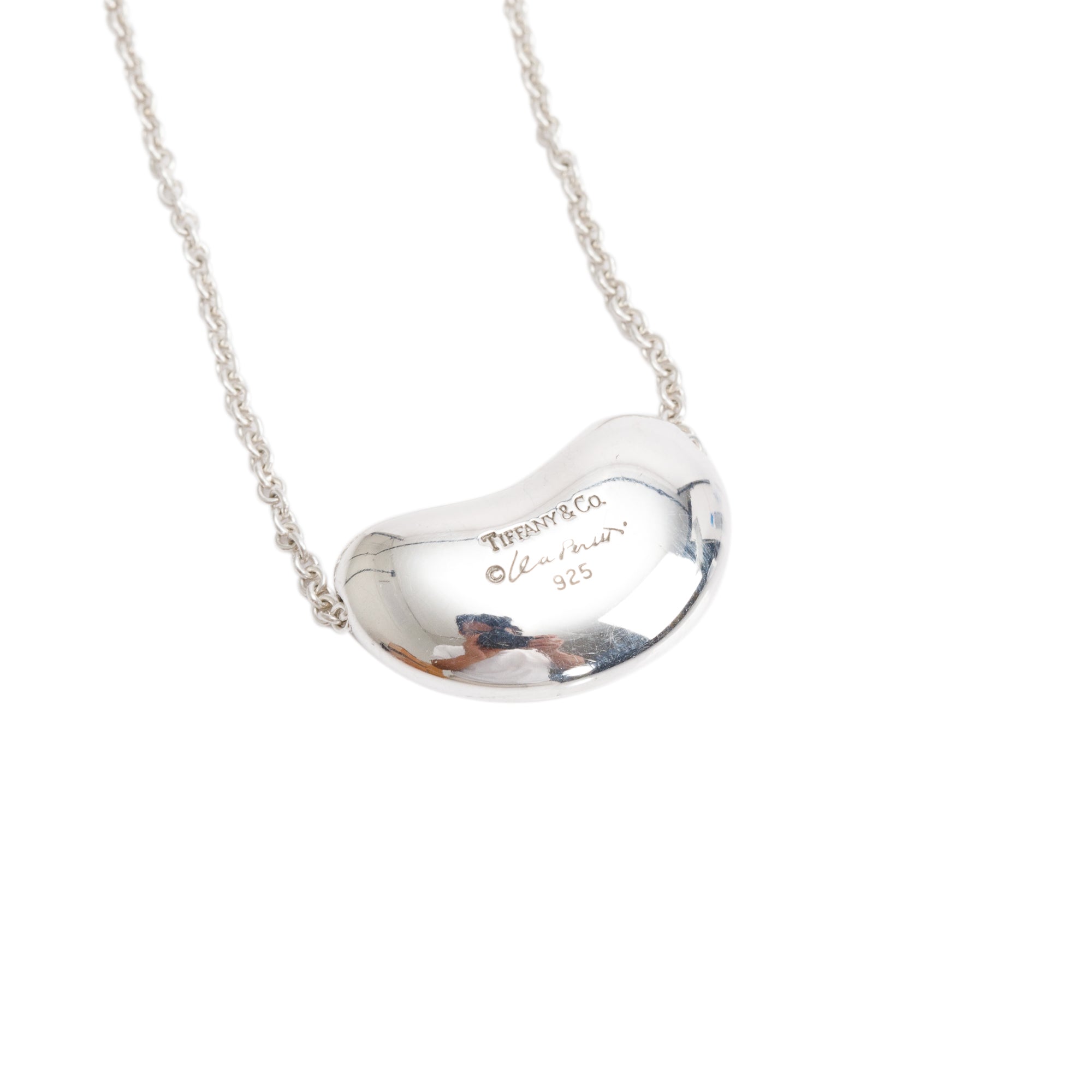 Tiffany & Co. Elsa Peretti Sterling Silver 20 MM Bean Pendant Necklace