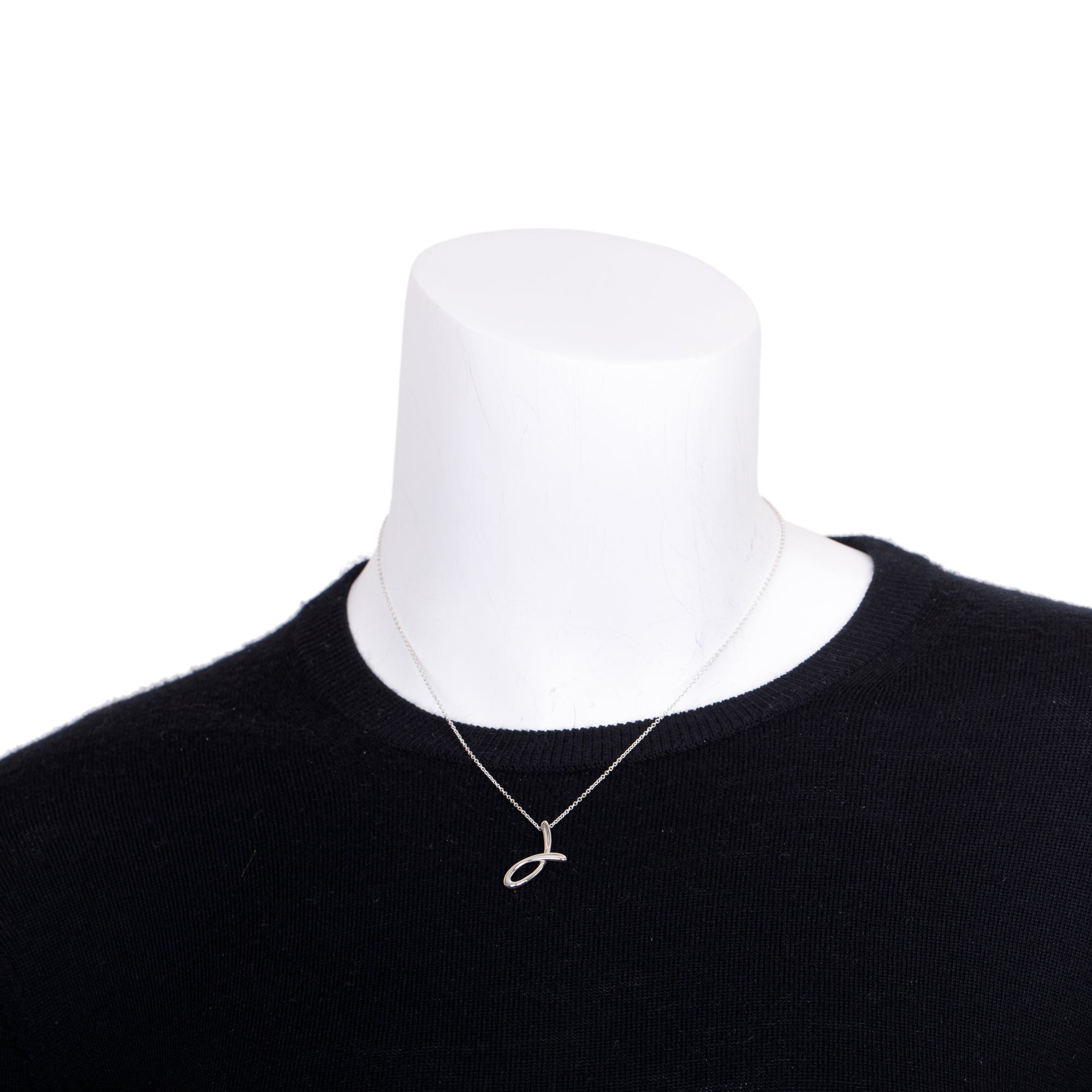 Tiffany & Co. Elsa Peretti Sterling Silver Alphabet Letter "J" Pendant Necklace