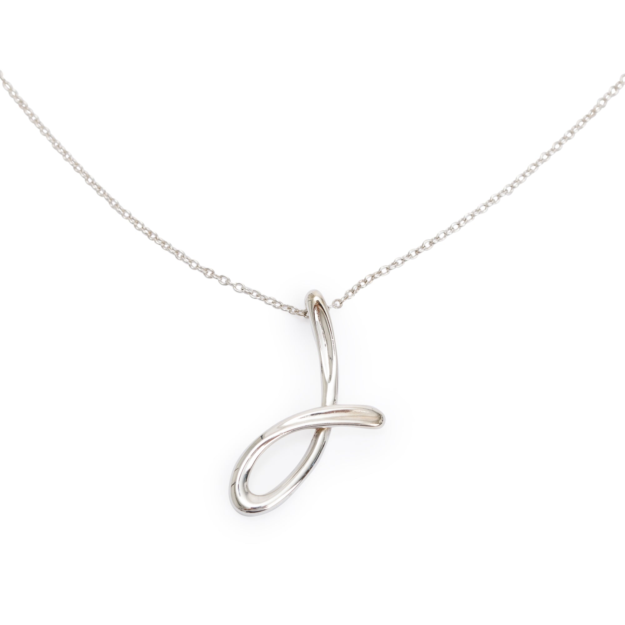 Tiffany & Co. Elsa Peretti Sterling Silver Alphabet Letter "J" Pendant Necklace