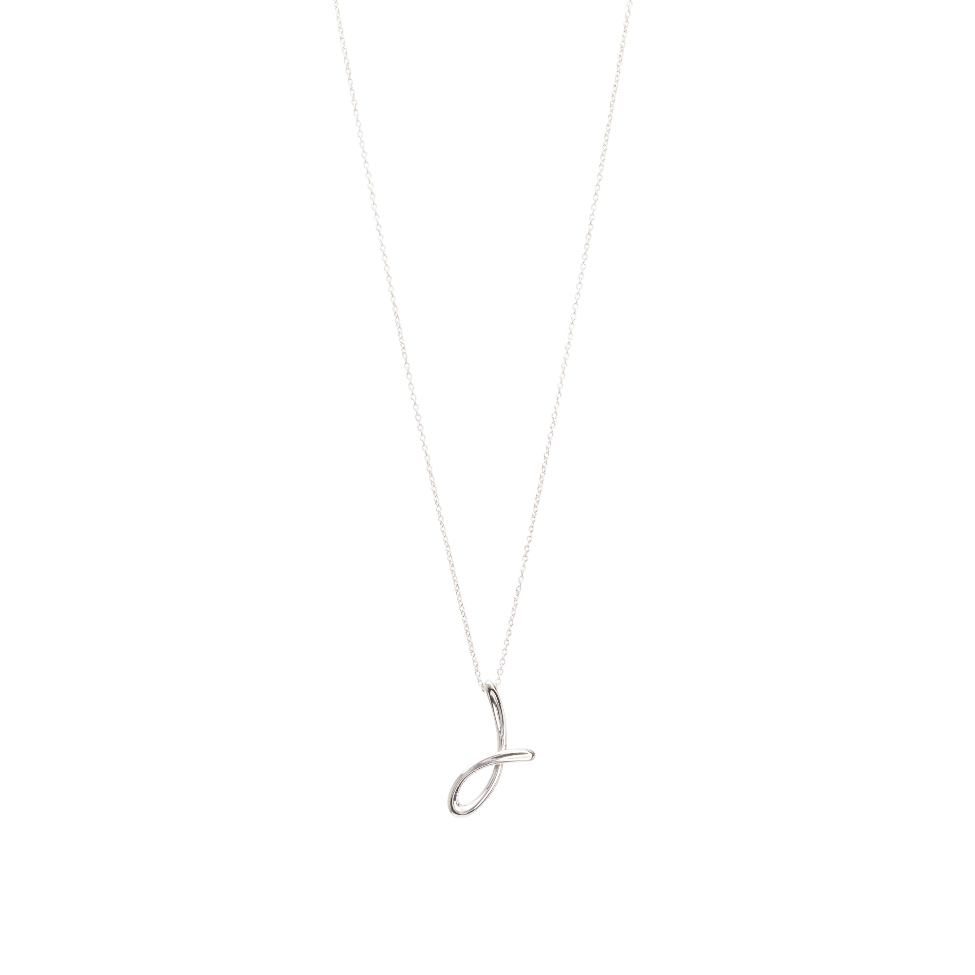 Tiffany & Co. Elsa Peretti Sterling Silver Alphabet Letter "J" Pendant Necklace