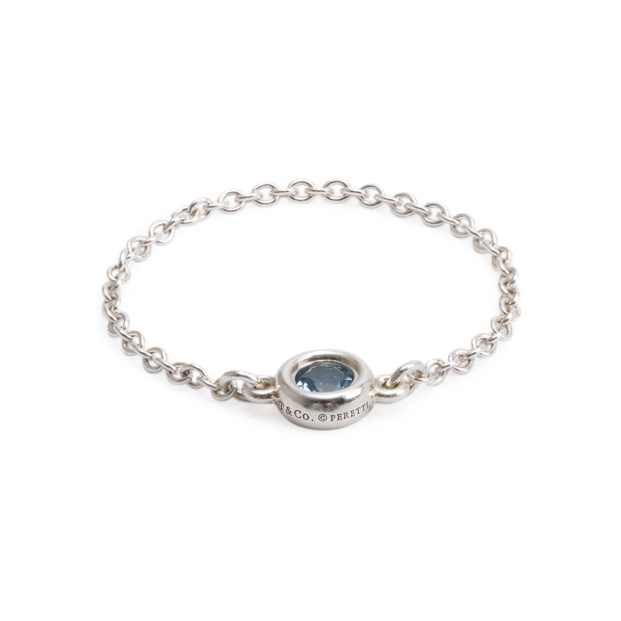 Tiffany & Co. Elsa Peretti Sterling Silver Aquamarine Color by the Yard Ring, Size 6.5