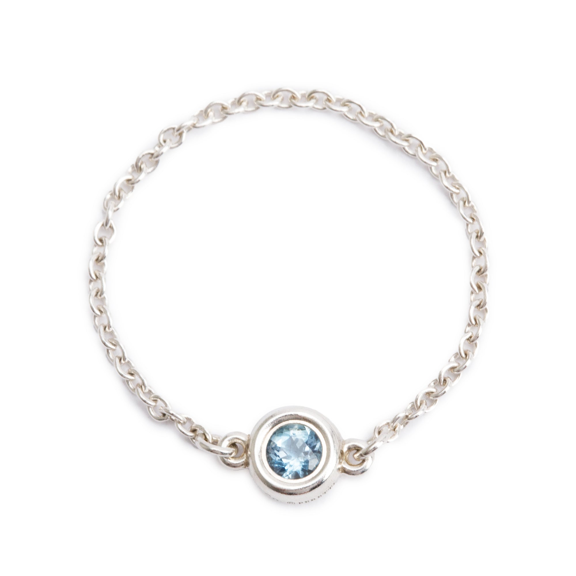 Tiffany & Co. Elsa Peretti Sterling Silver Aquamarine Color by the Yard Ring, Size 6.5