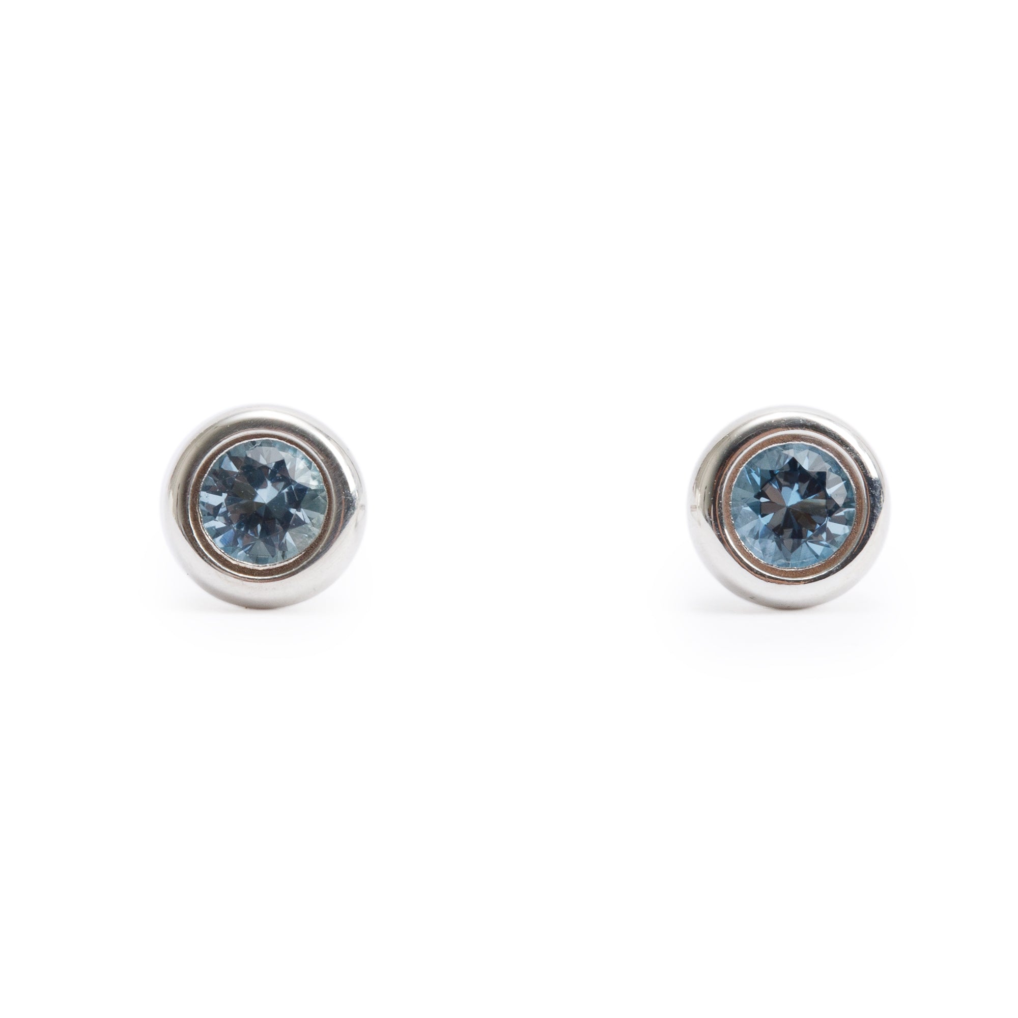 Tiffany & Co. Elsa Peretti Sterling Silver Color By The Yard Aquamarine Stud Earrings