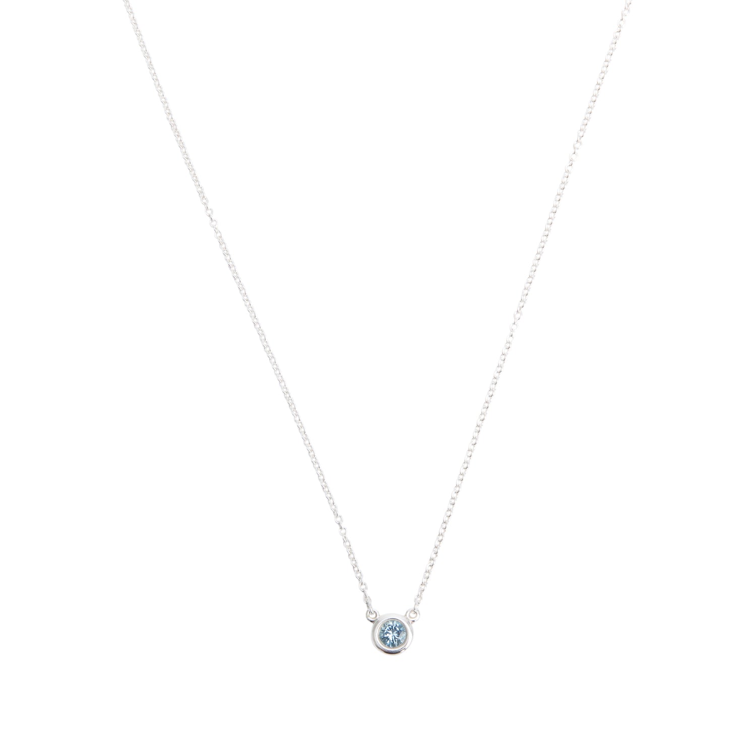 Tiffany & Co. Elsa Peretti Sterling Silver Color by the Yard Aquamarine Pendant Necklace w/ Box
