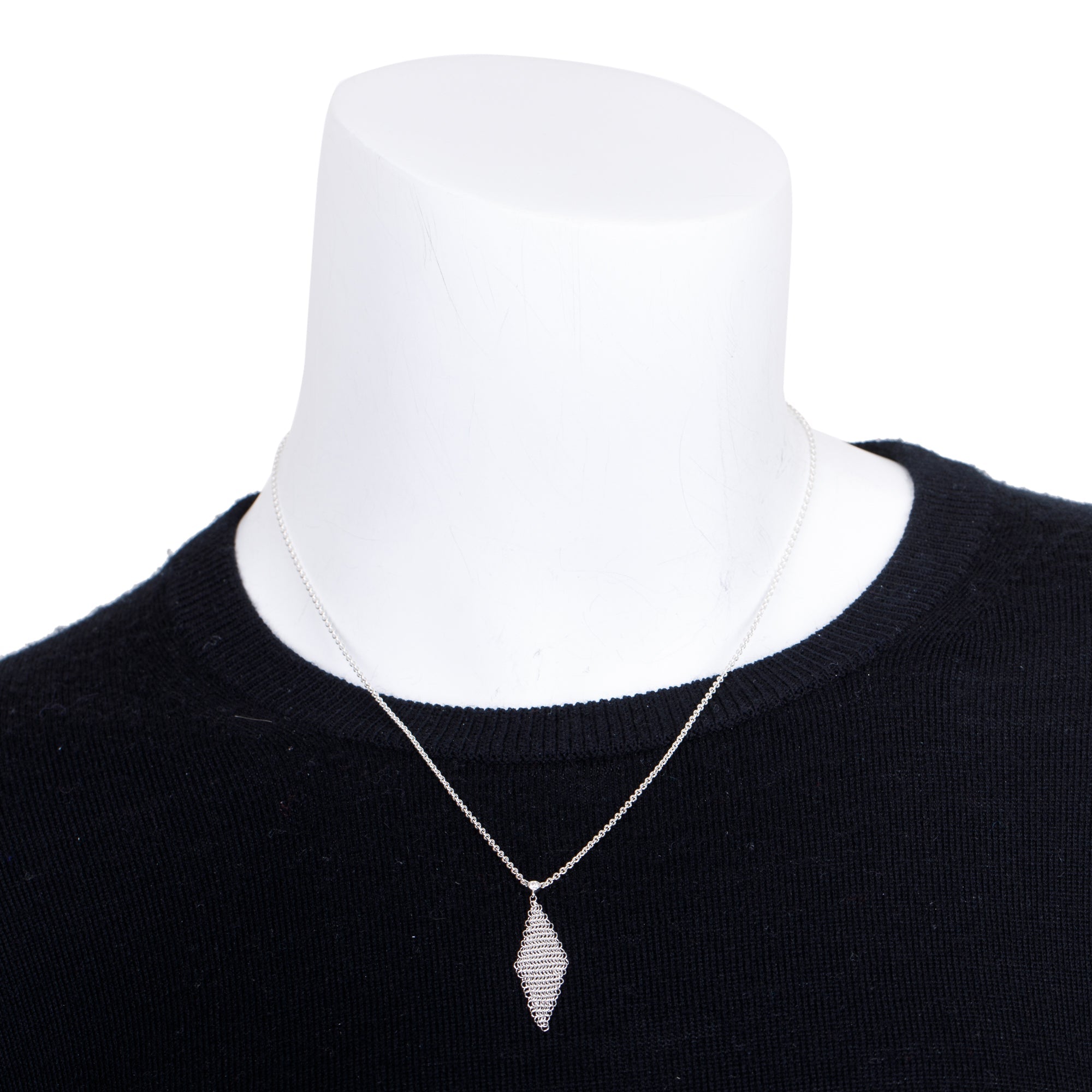 Tiffany & Co. Elsa Peretti Sterling Silver Diamond Mesh Pendant Necklace