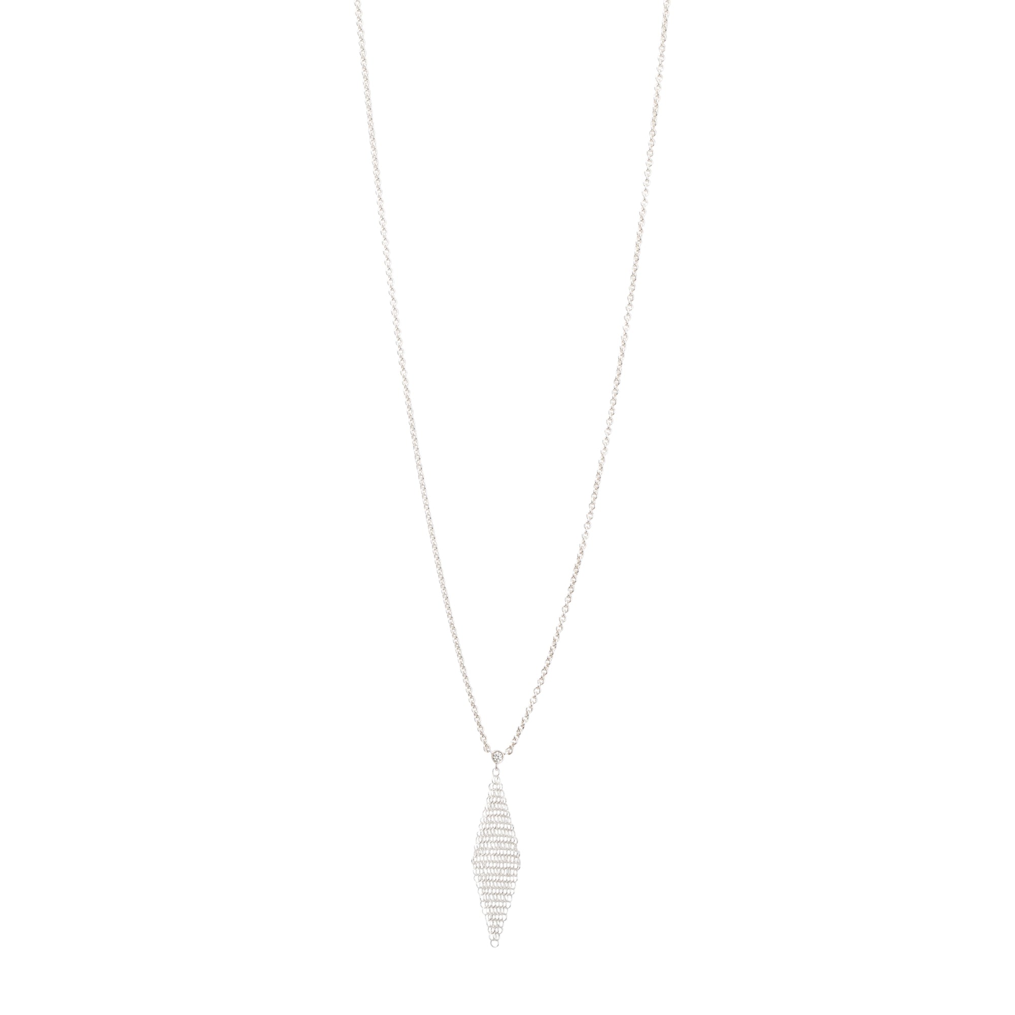 Tiffany & Co. Elsa Peretti Sterling Silver Diamond Mesh Pendant Necklace