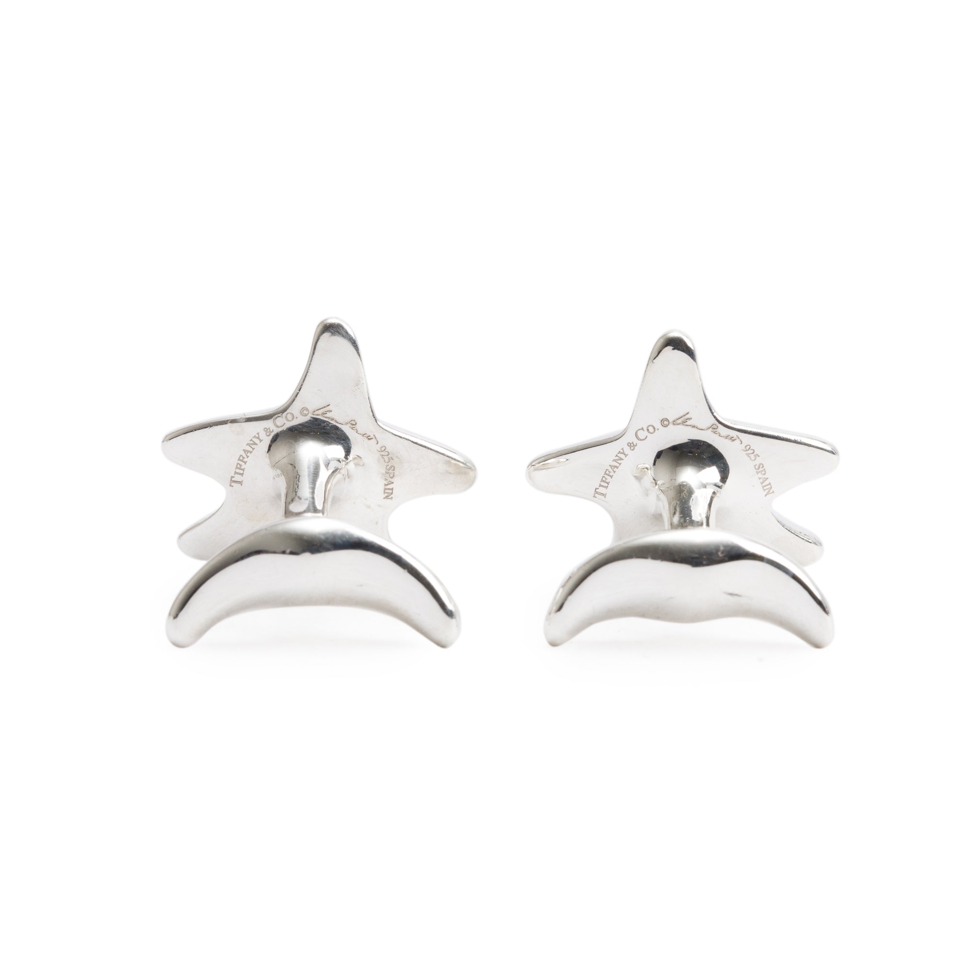 Tiffany & Co. Elsa Peretti Sterling Silver Diamond Starfish Cuff Links