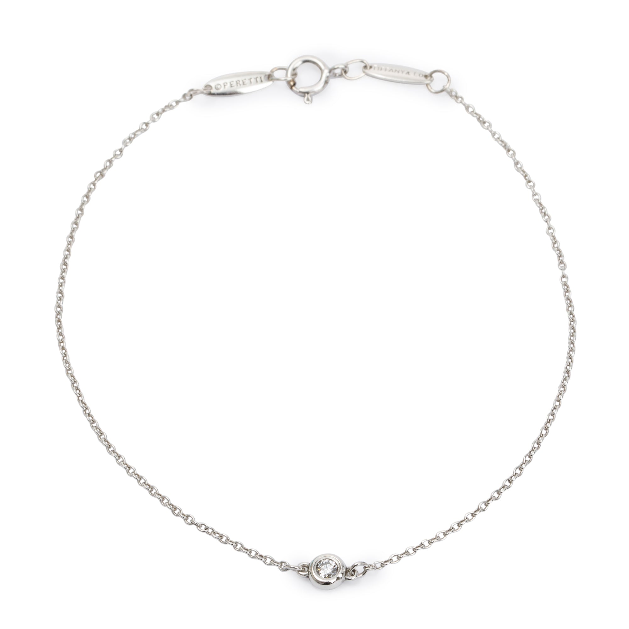 Tiffany & Co. Elsa Peretti Sterling Silver Diamonds by the Yard Bracelet w/ Box