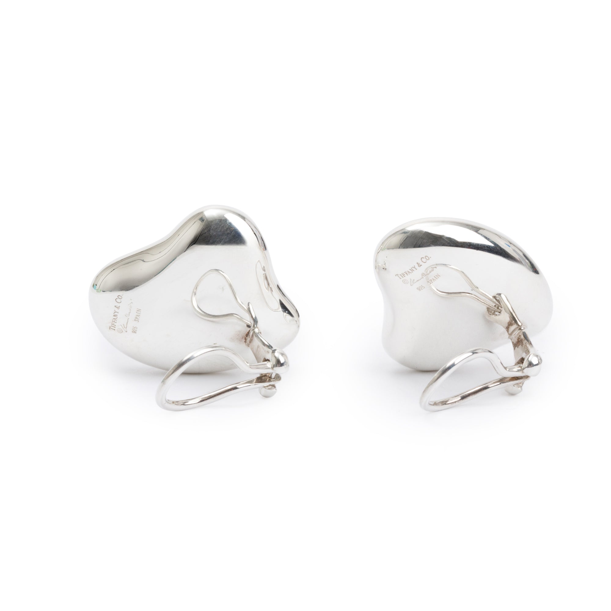 Tiffany & Co. Elsa Peretti Sterling Silver Full Heart Ear Clips