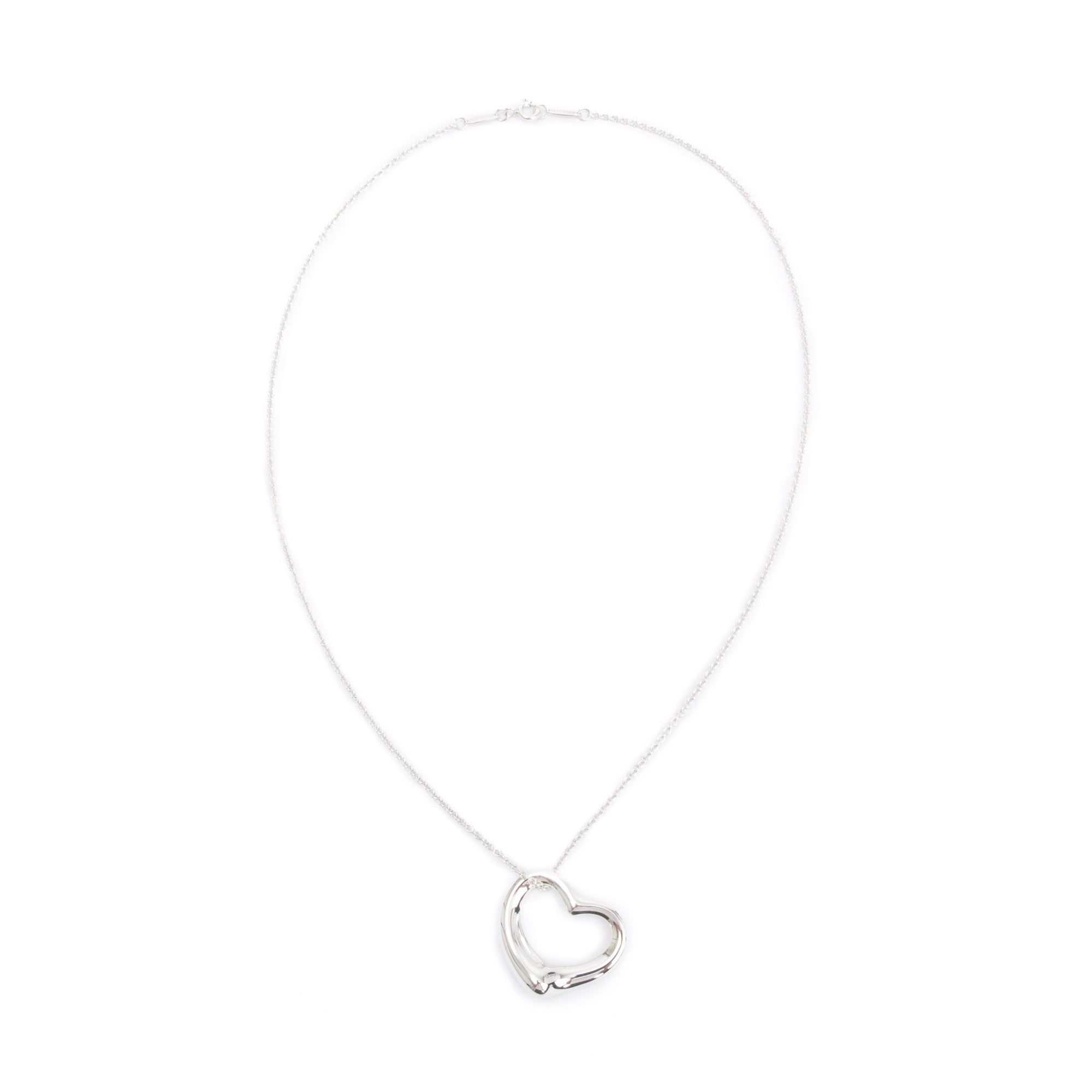 Tiffany & Co. Elsa Peretti Sterling Silver Large 27 MM Open Heart Pendant Necklace